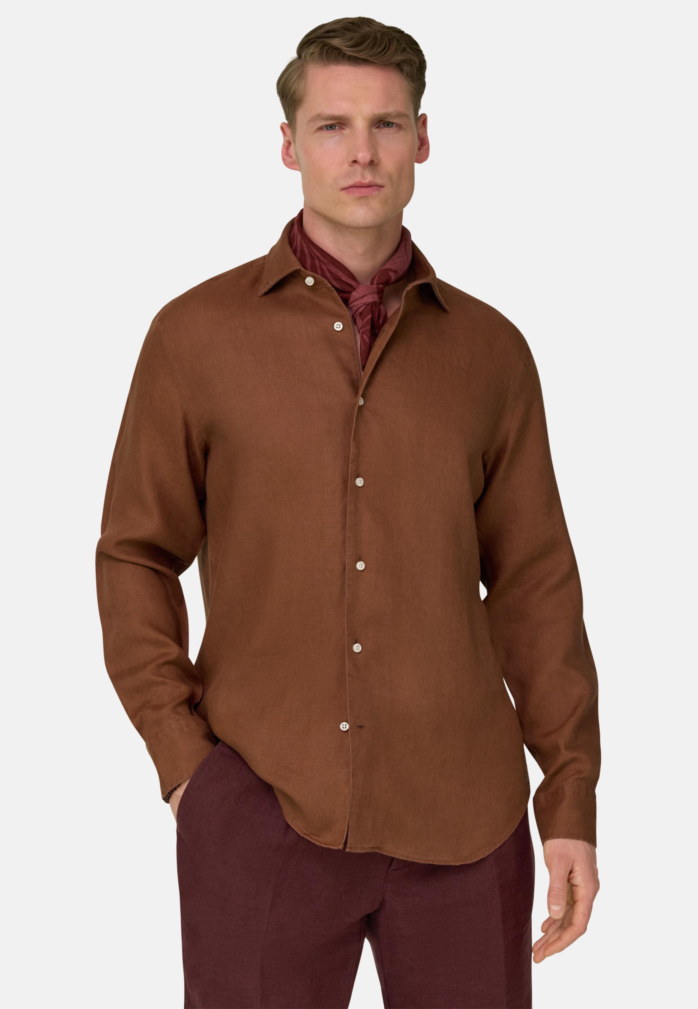 Regular Fit Linen Shirt Orange, 3901_RUST, large image number 1