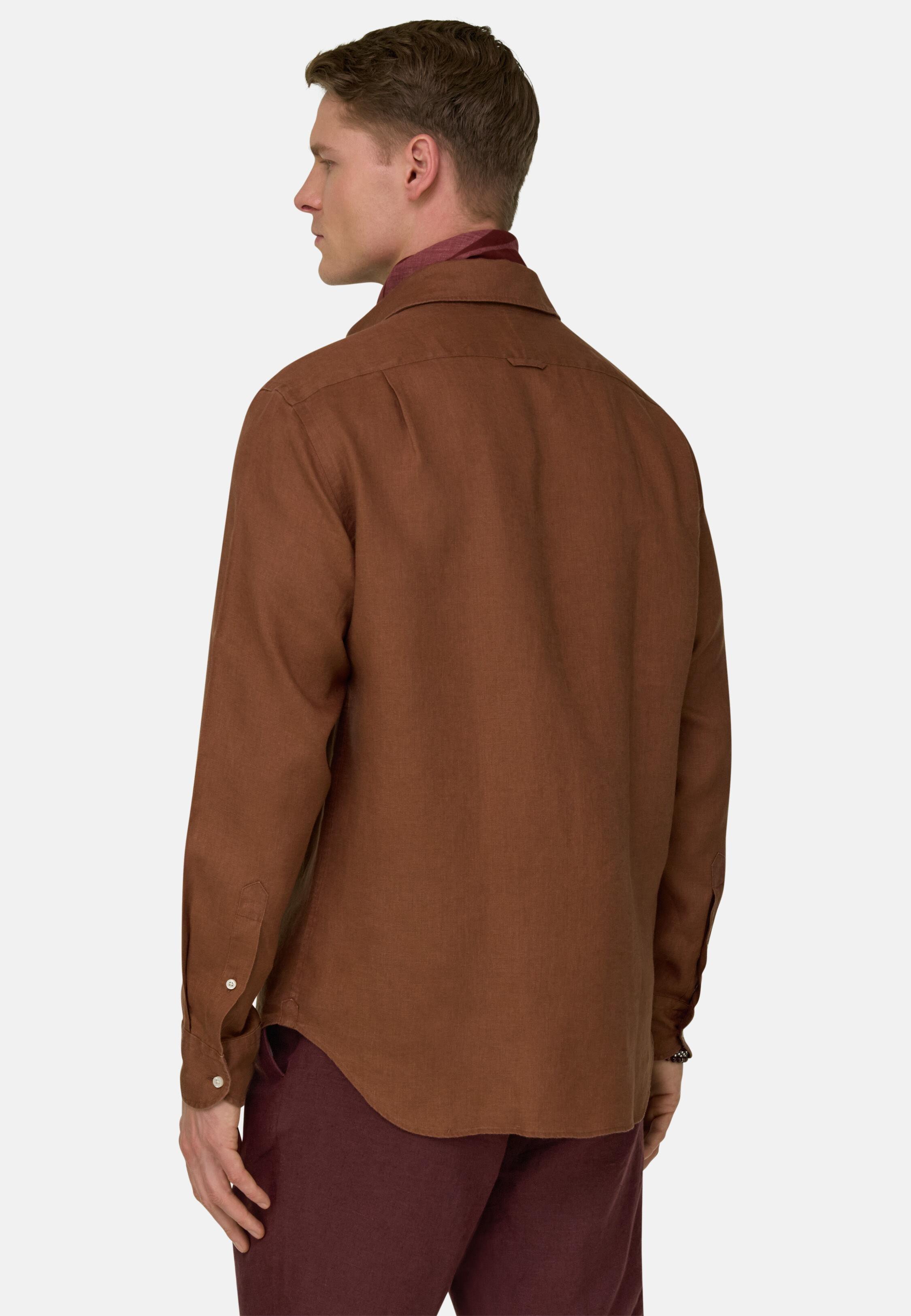 Regular Fit Linen Shirt Orange, 3901_RUST, large image number 3