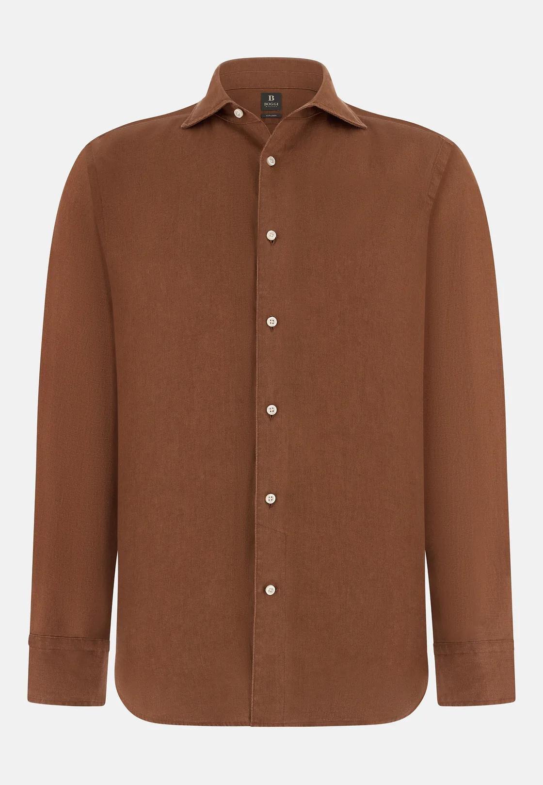 Regular Fit Linen Shirt Orange, 3901_RUST, large image number 4