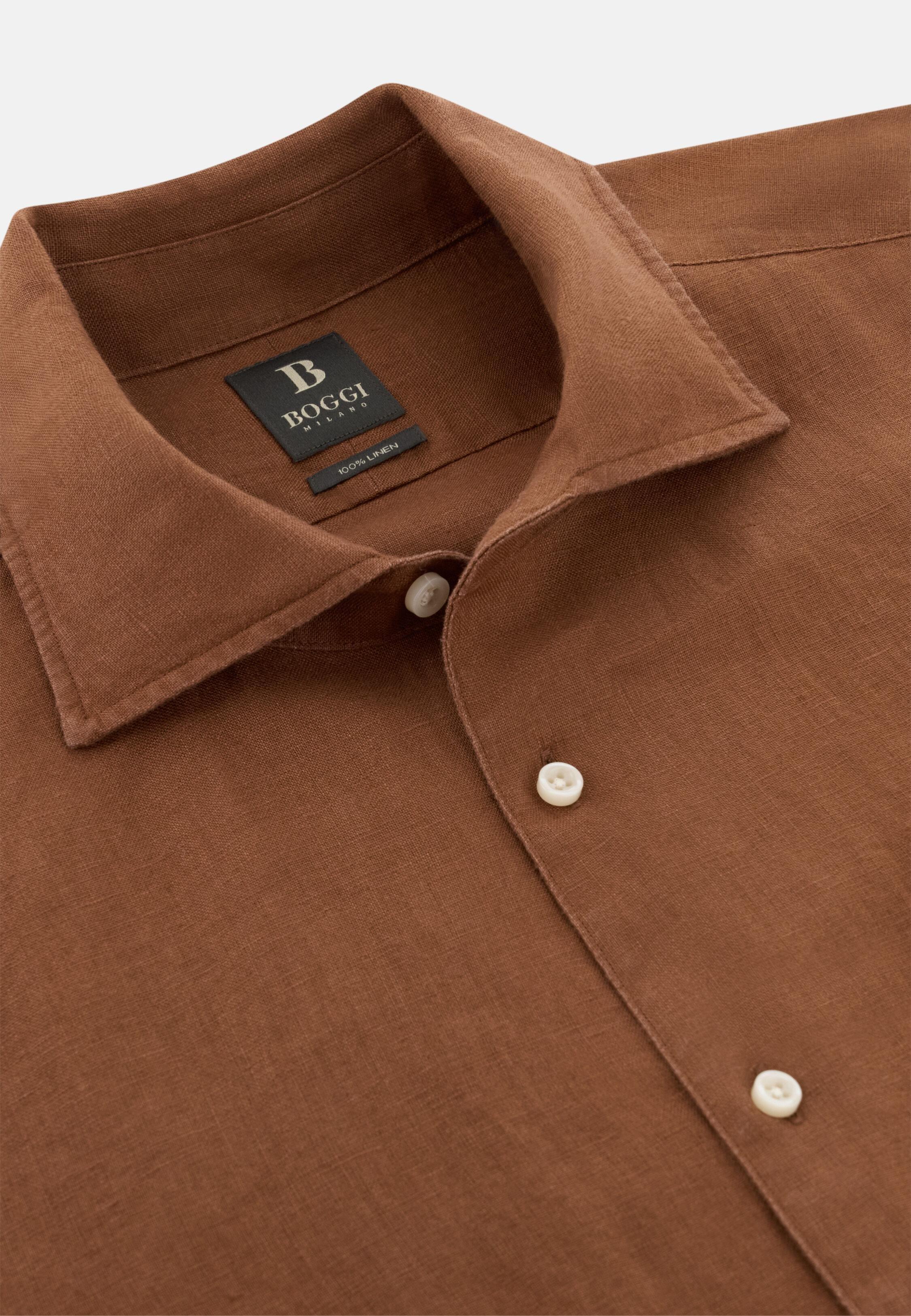 Regular Fit Linen Shirt Orange, 3901_RUST, large image number 5