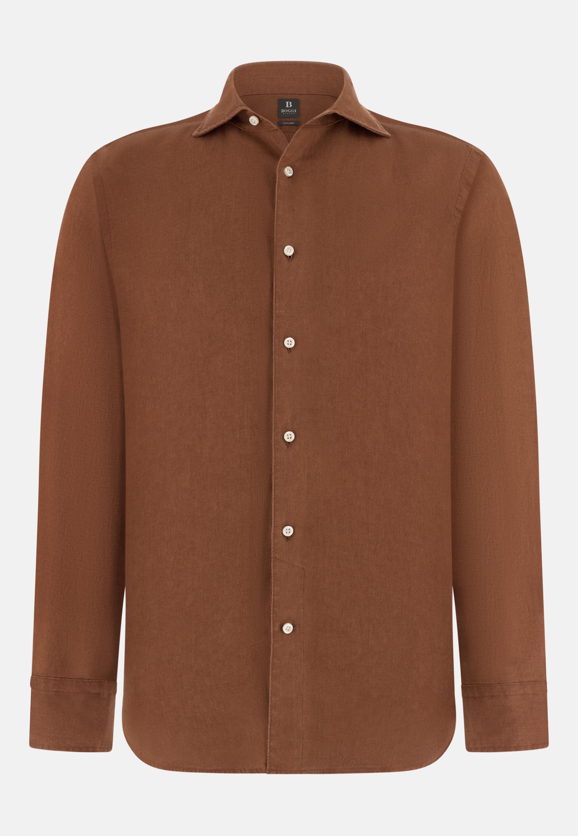 Regular Fit Linen Shirt Red, 3901_RUST, large image number 7