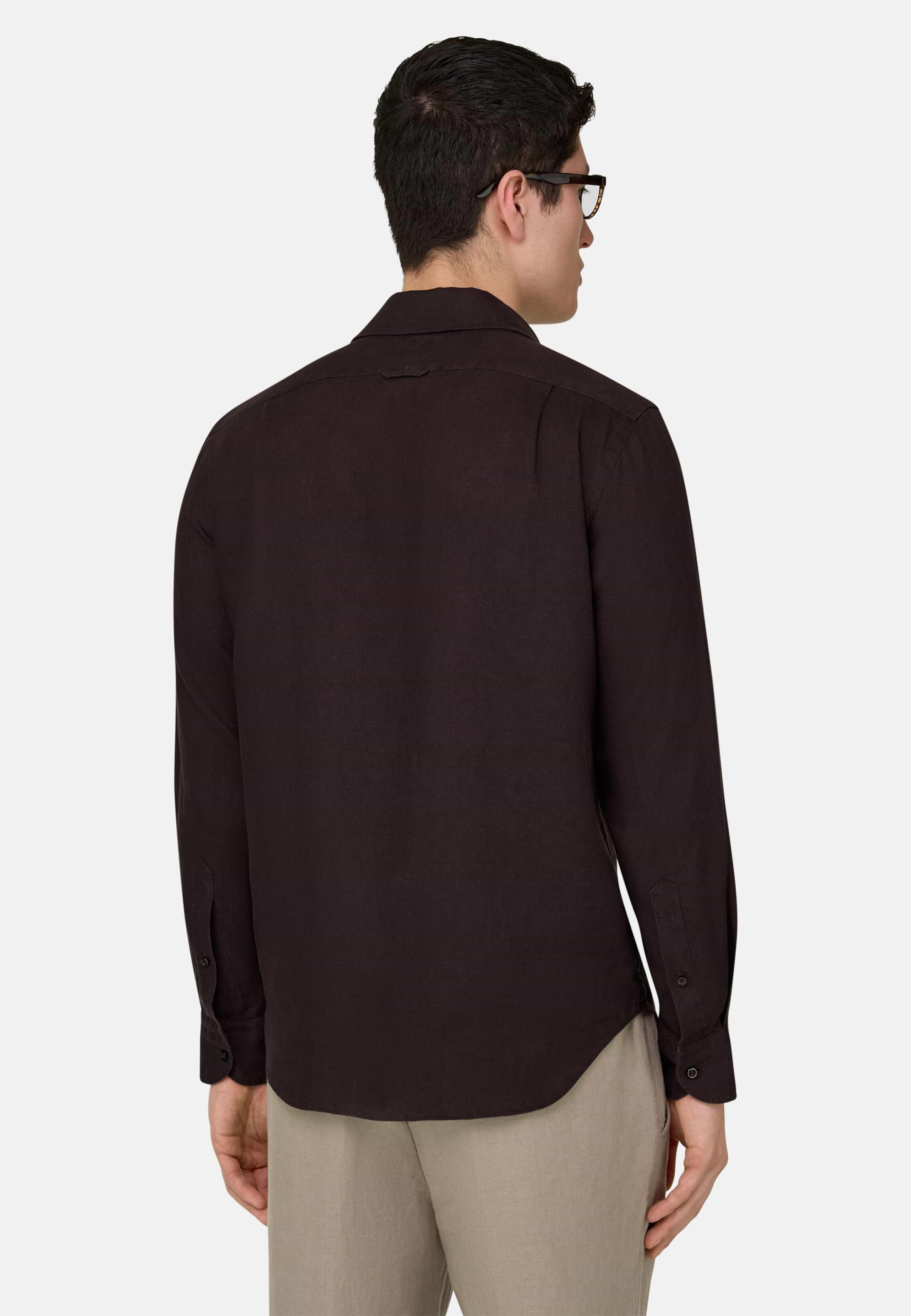 Regular Fit Linen Shirt Brown, 3901_DKBR, medium
