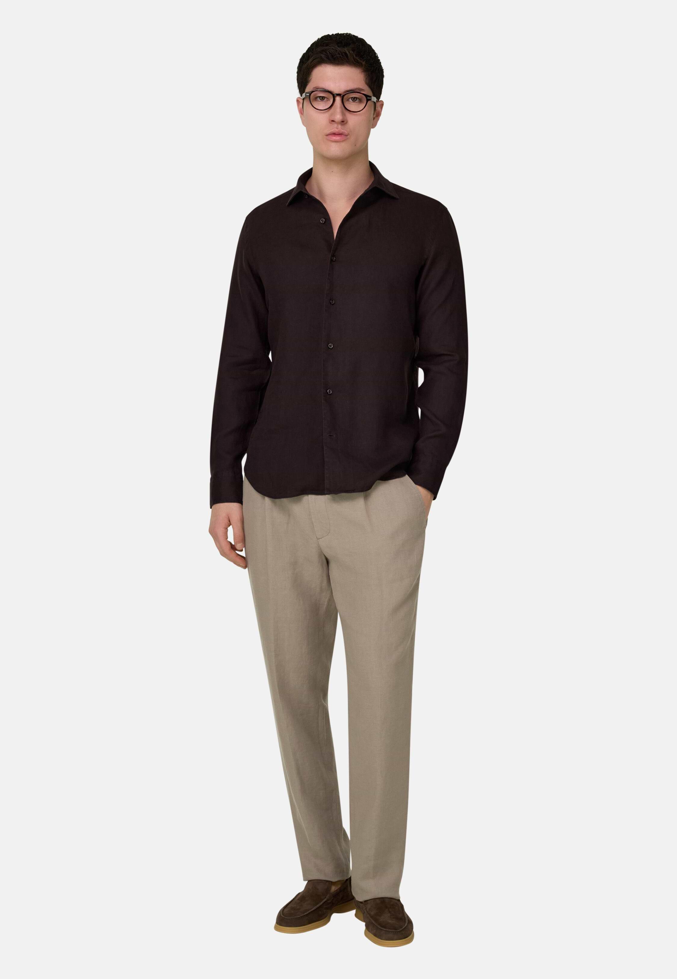 Regular Fit Linen Shirt Brown, 3901_DKBR, large image number 4