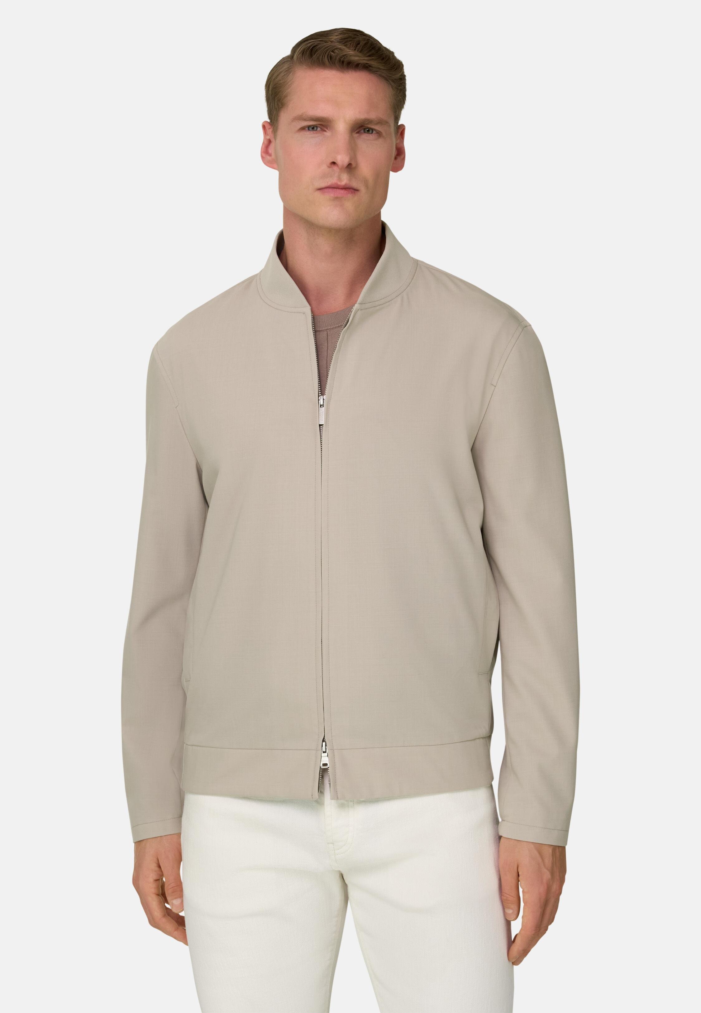 جاكيت بومبر خليط صوف بيج, Beige, medium