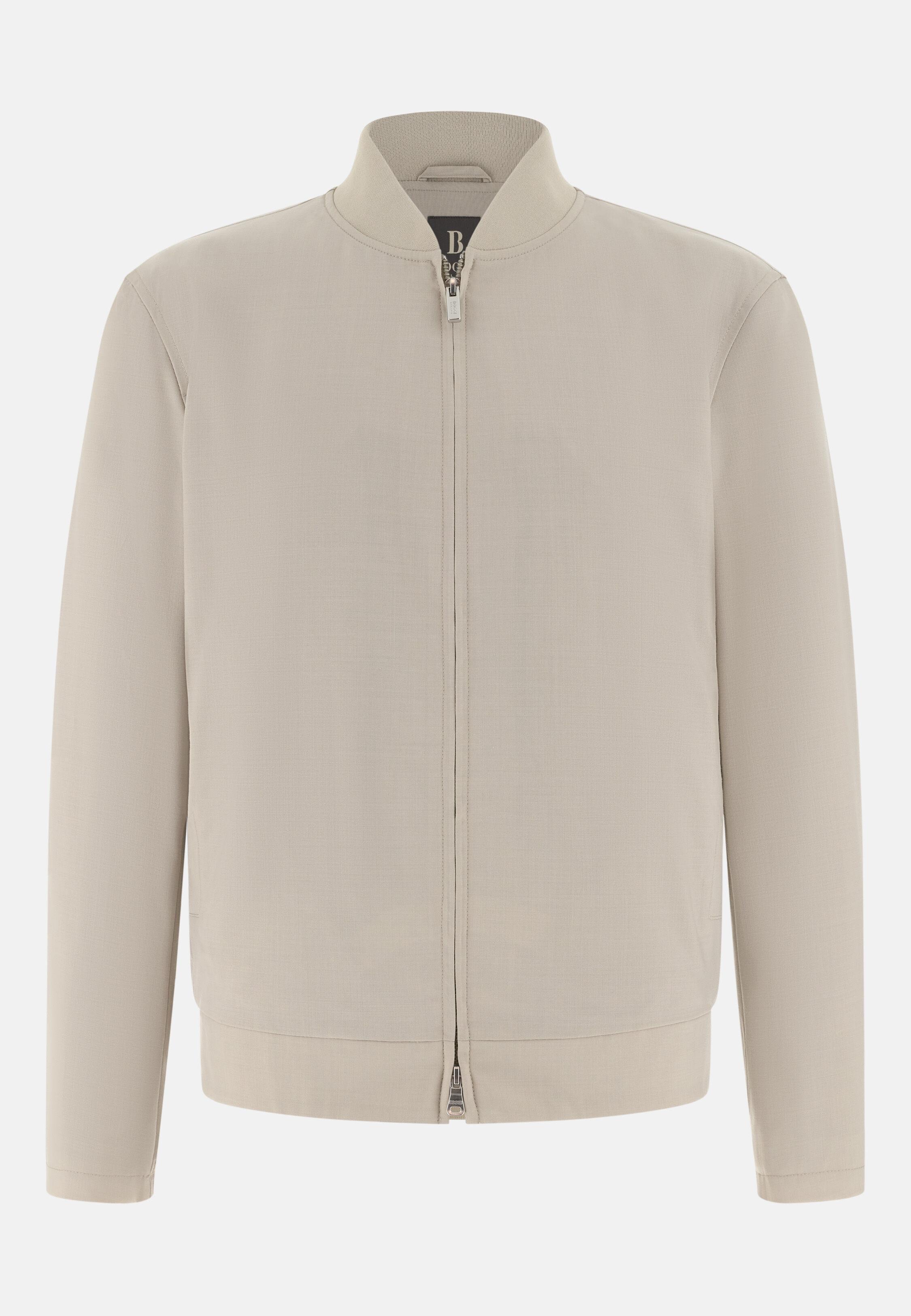 Wool Blend Bomber Jacket Beige, 3901_BEIG, large image number 3