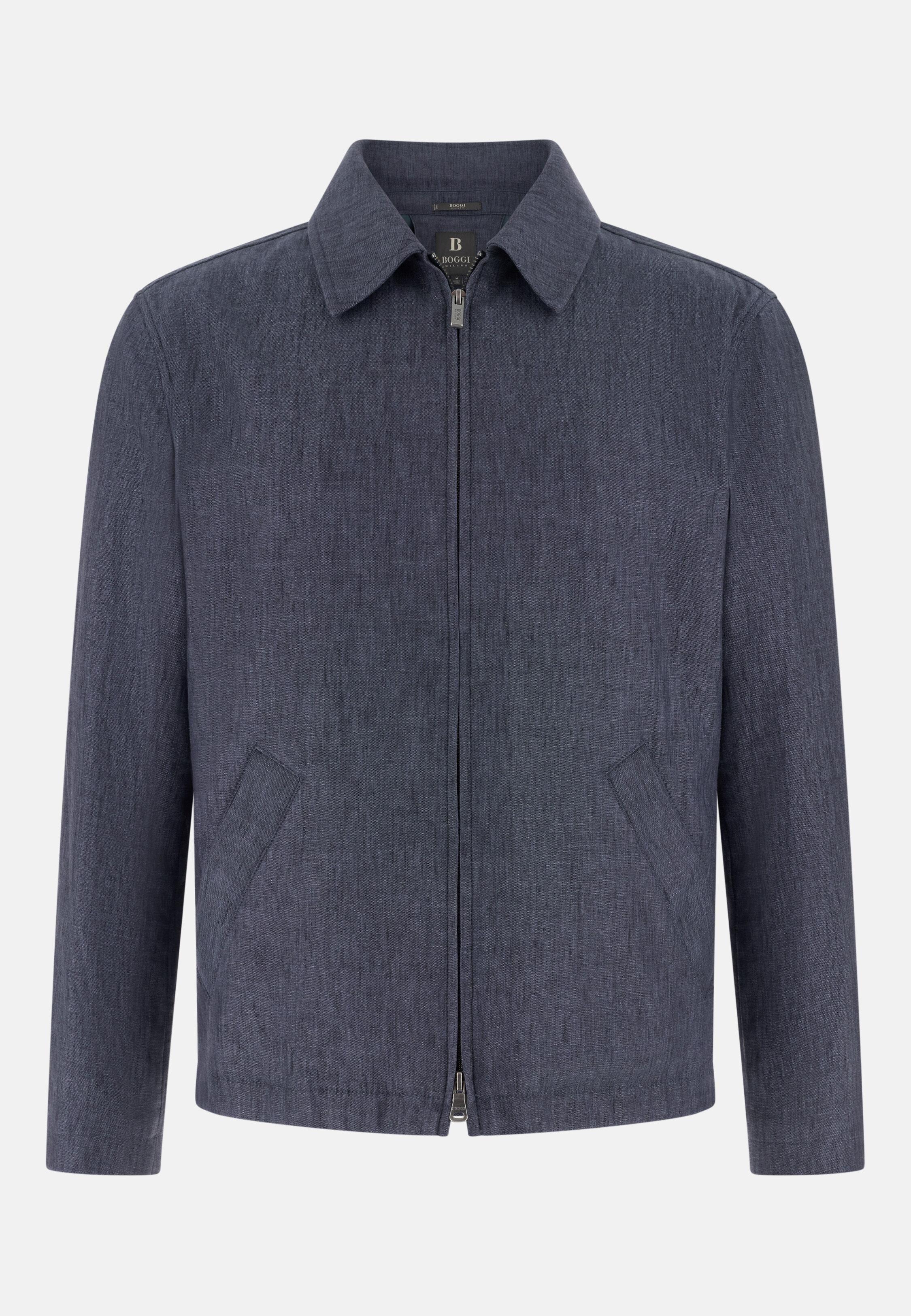 Bomber Jacket in Technical Linen, Indigo, Indigo, large image number 4