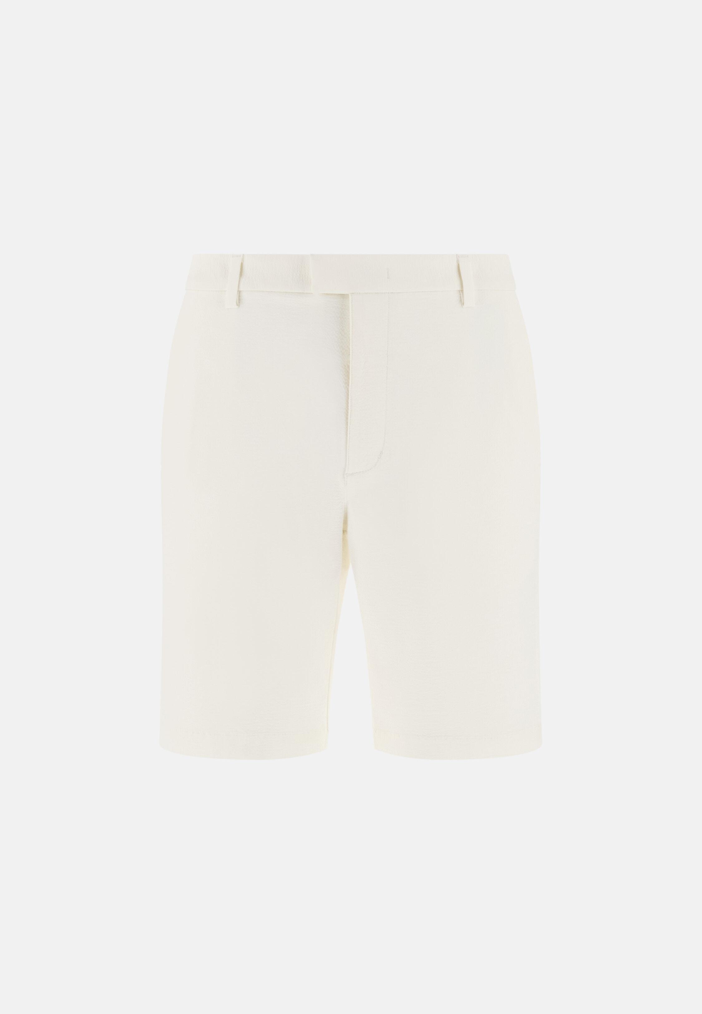 B Tech Bermuda Shorts in Stretch Nylon Seersucker Dark Grey, White, large image number 5