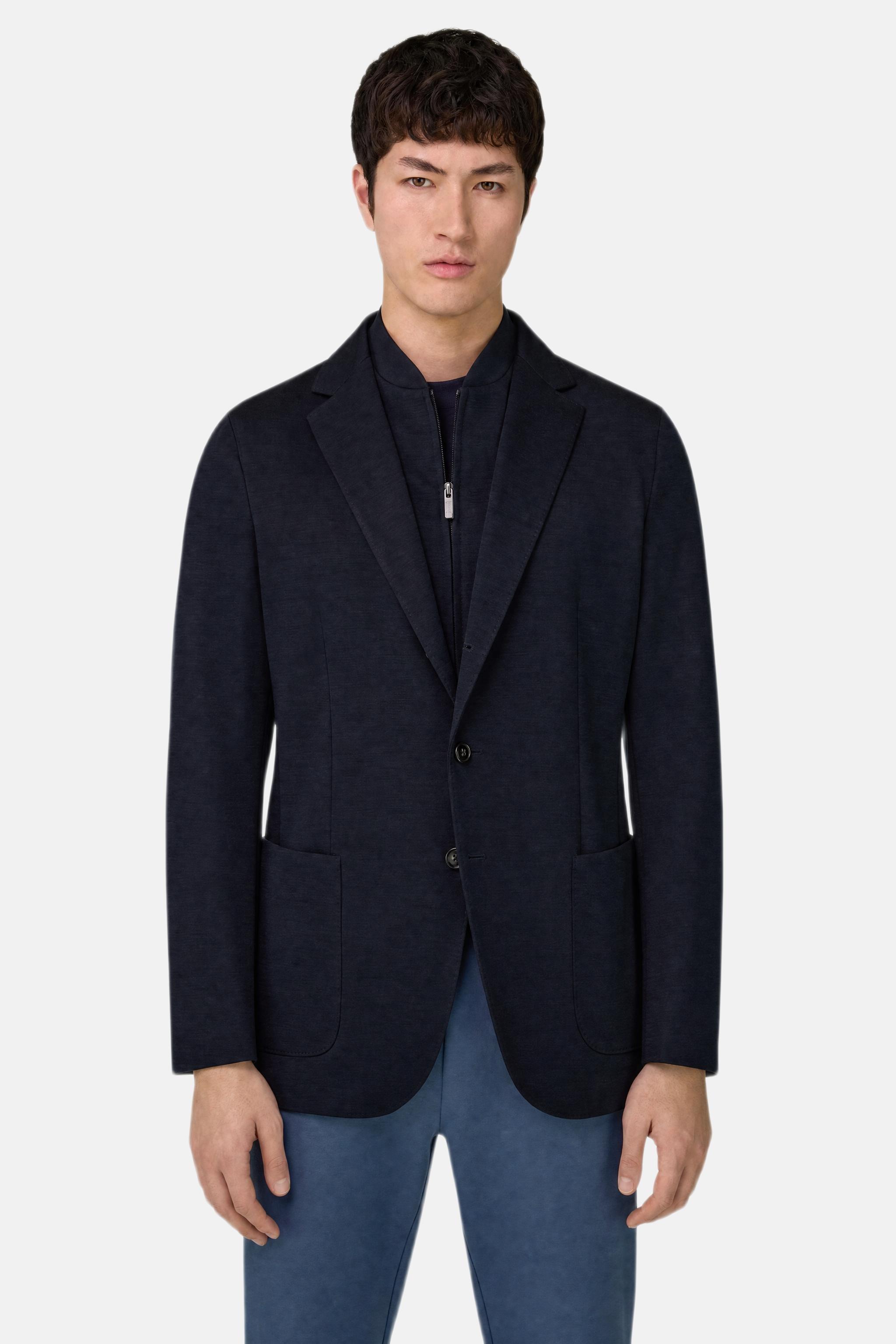 Wool Blend Sweatshirt Jacket Navy blue, Navy blue, medium
