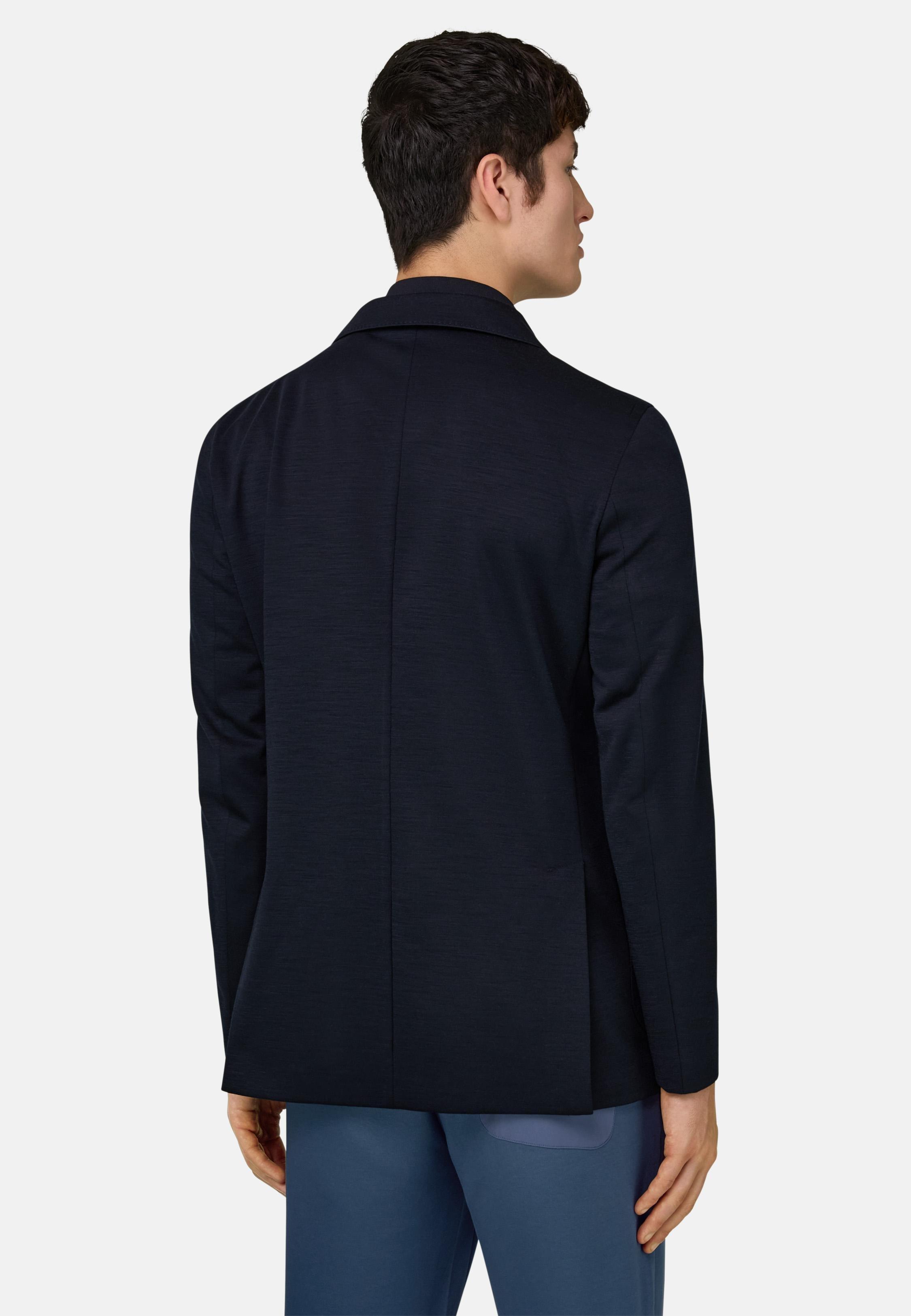Linen Blend Sweatshirt Jacket Blue, Navy blue, large image number 1