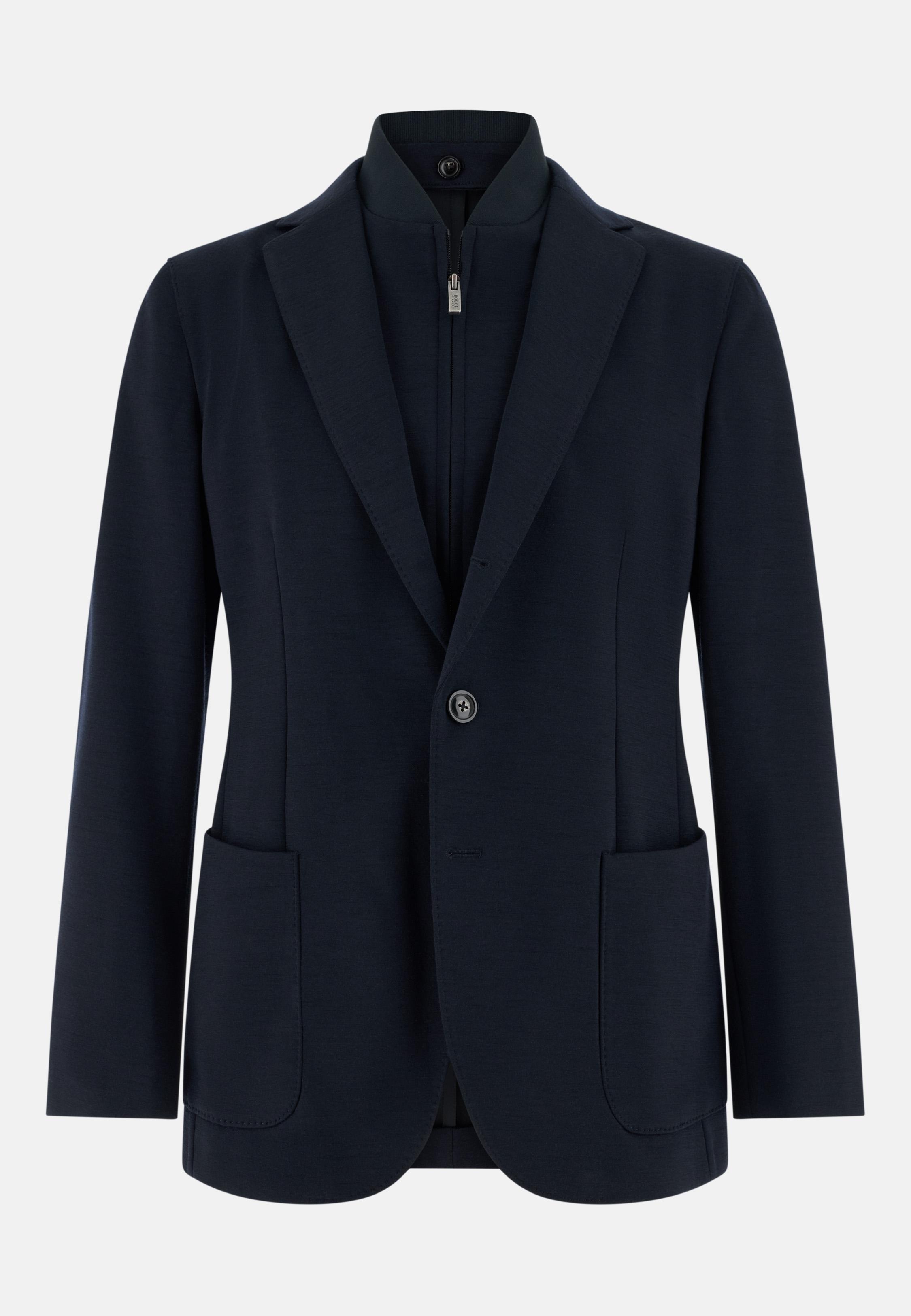 Linen Blend Sweatshirt Jacket Blue, Navy blue, large image number 3