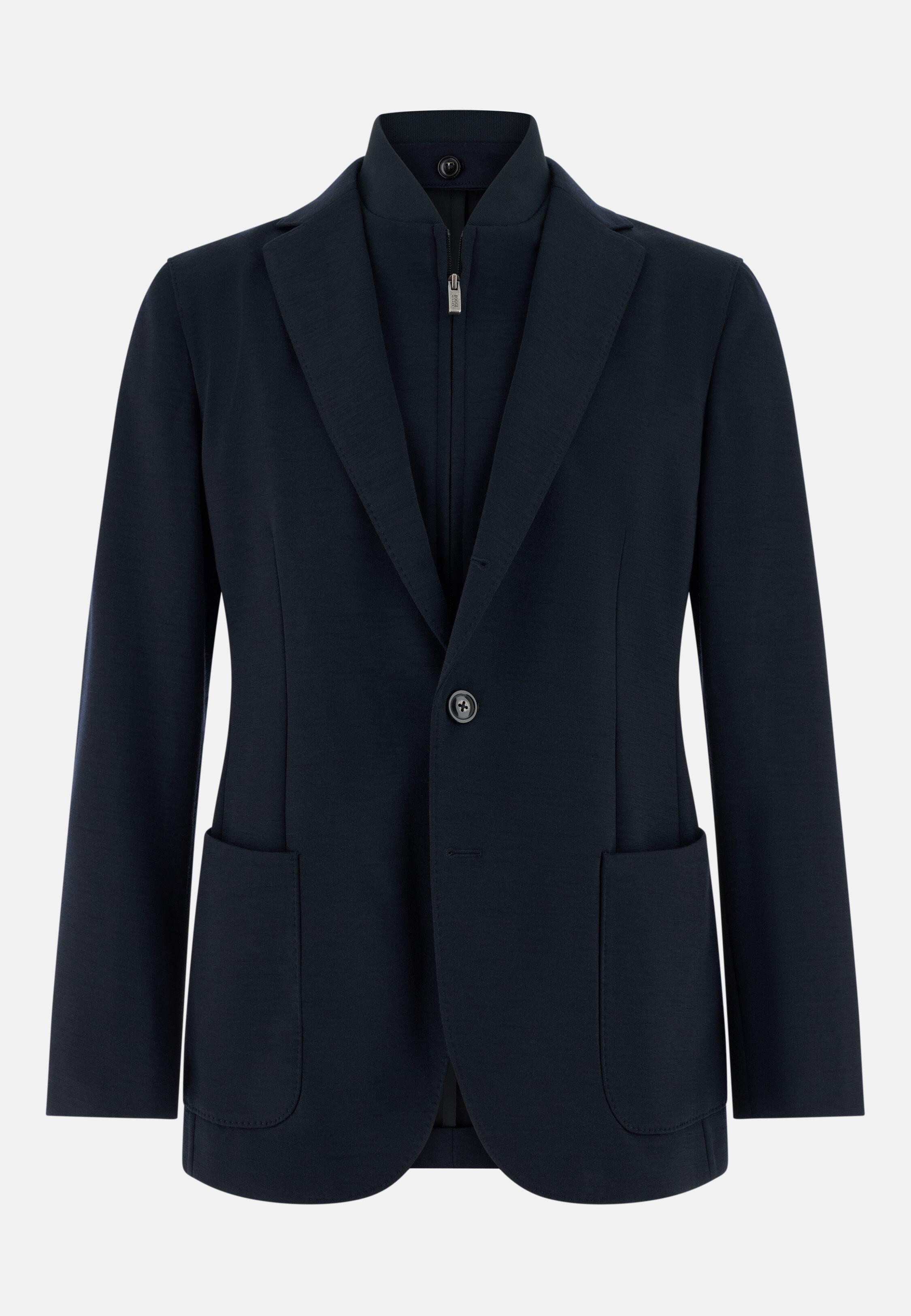 Linen Blend Sweatshirt Jacket Blue, 3901_NAVY, large image number 3