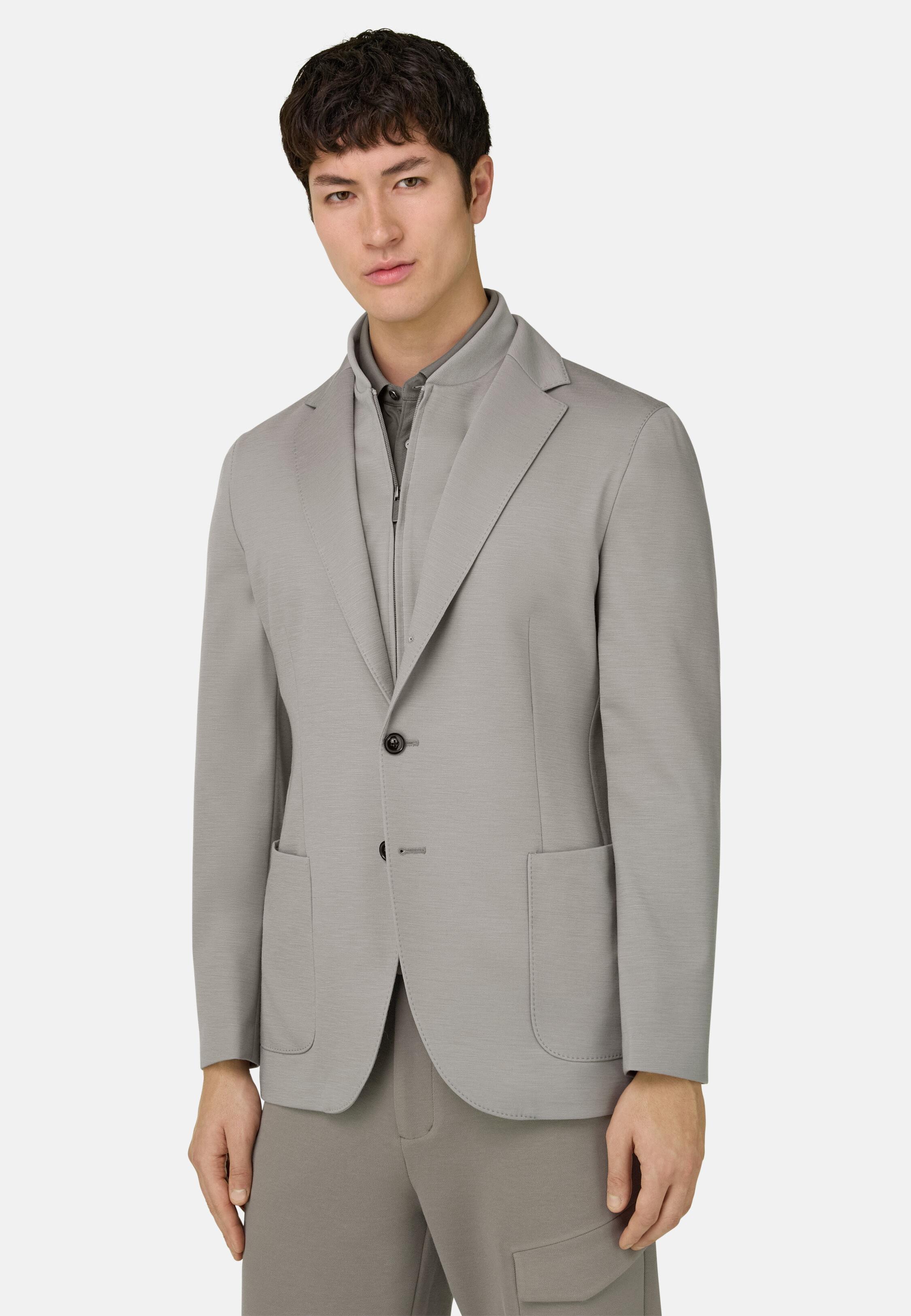 Wool Blend Sweatshirt Jacket Grey, Grey, medium