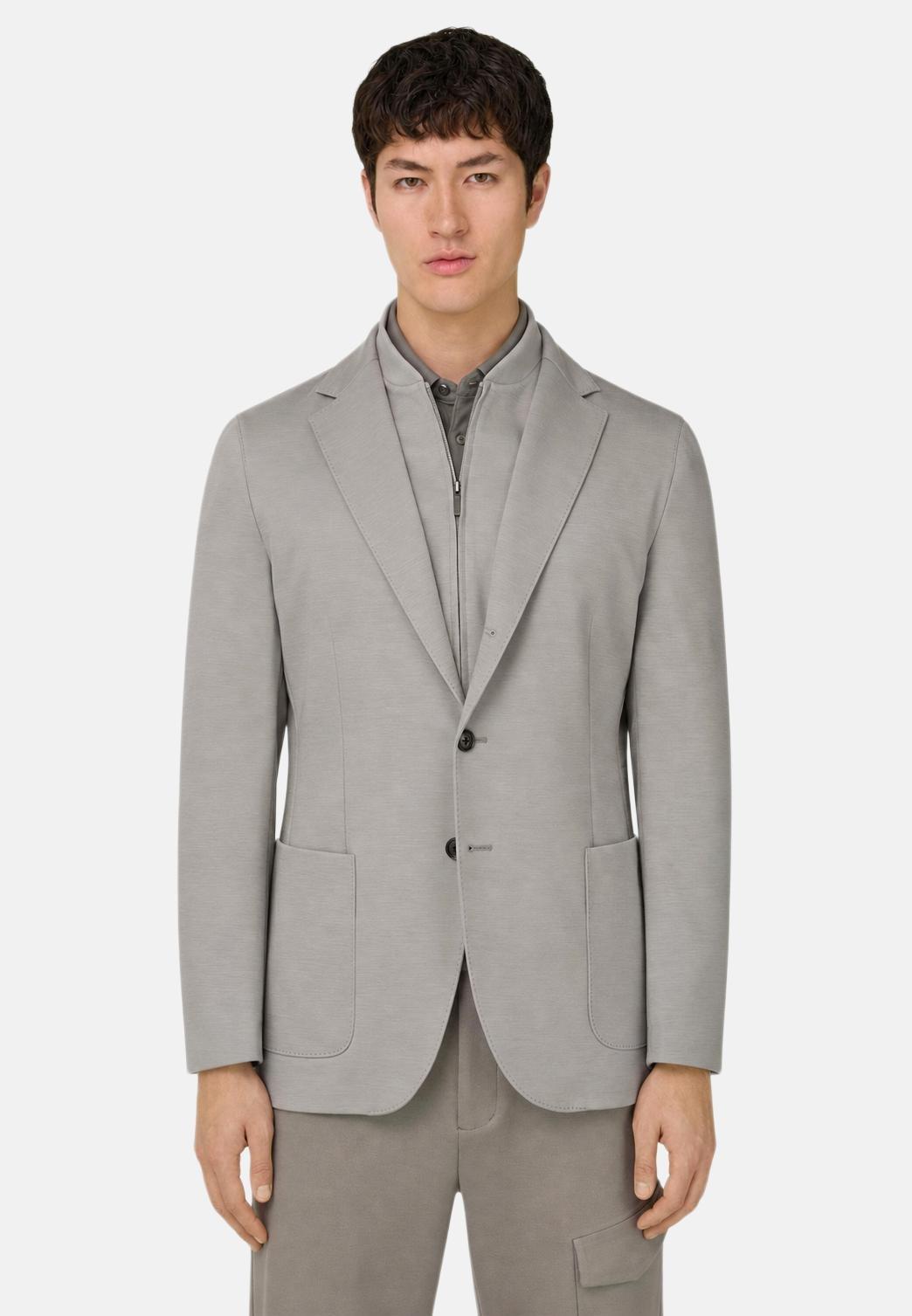 Wool Blend Sweatshirt Jacket Grey, Grey, medium
