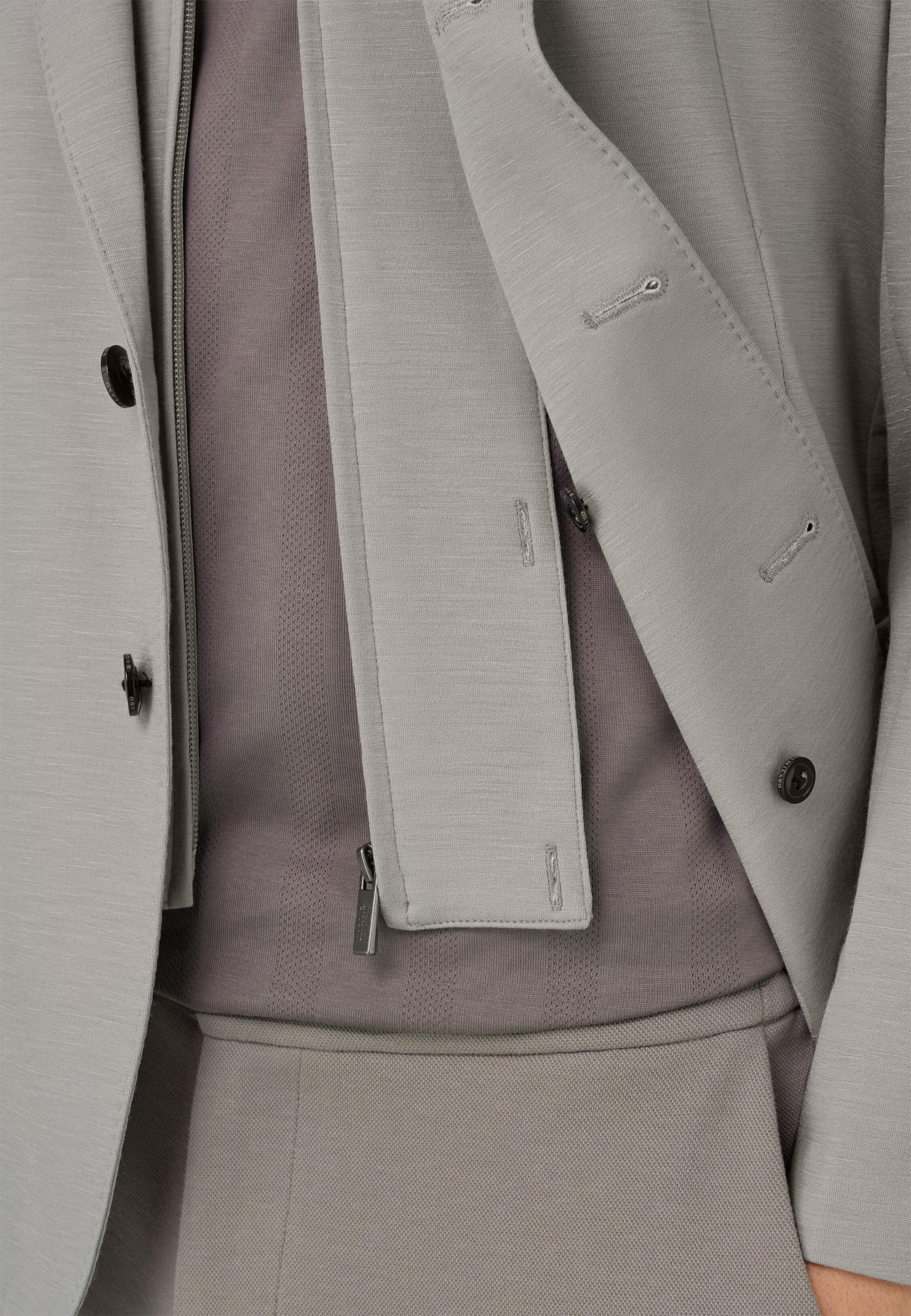 جاكيت سويت شيرت بخليط كتان رمادي, 3901_GREY, medium