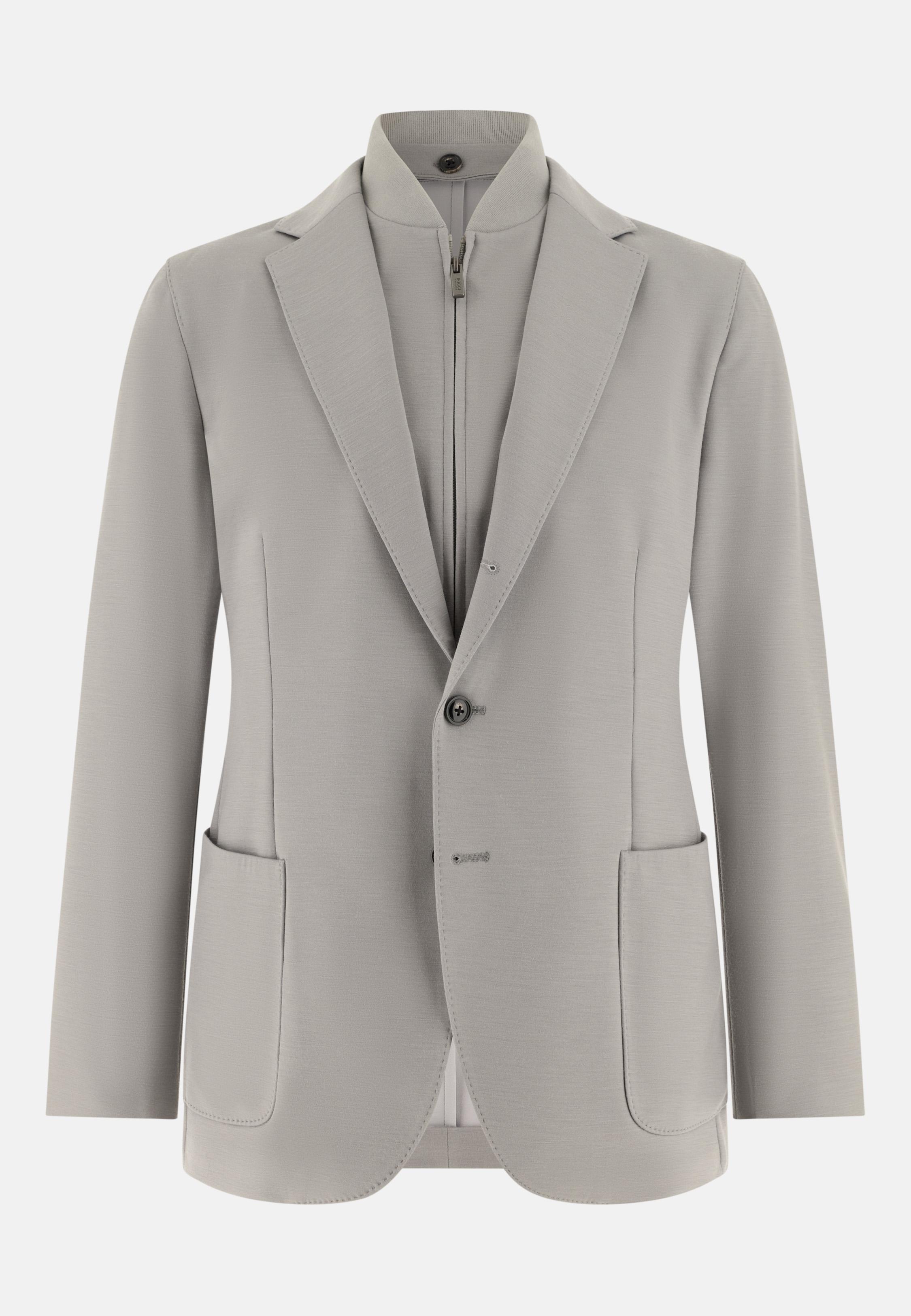 Linen Blend Sweatshirt Jacket Grey, Grey, large image number 3