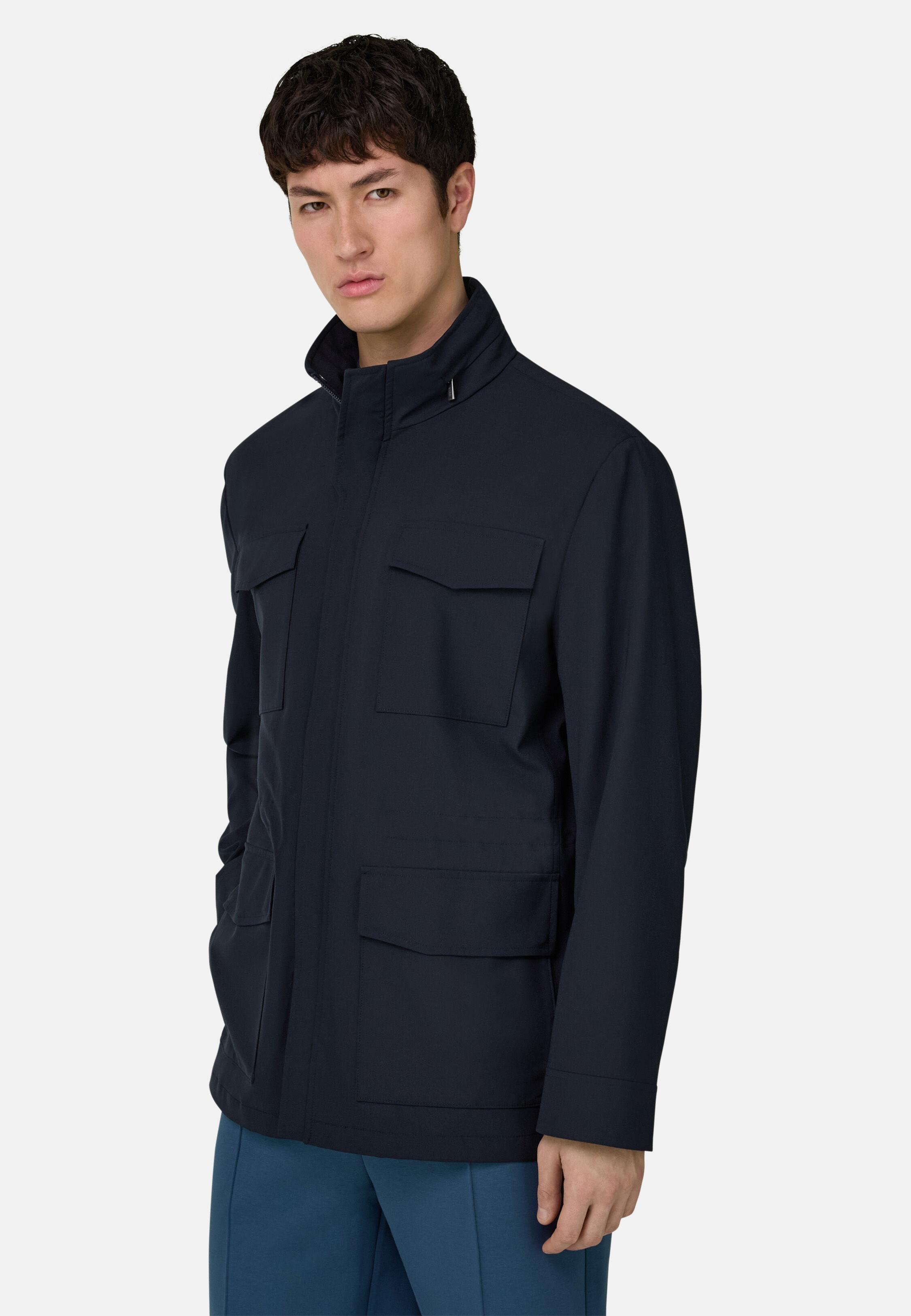 جاكيت فيلد من صوف تقني أزرق, Navy blue, large