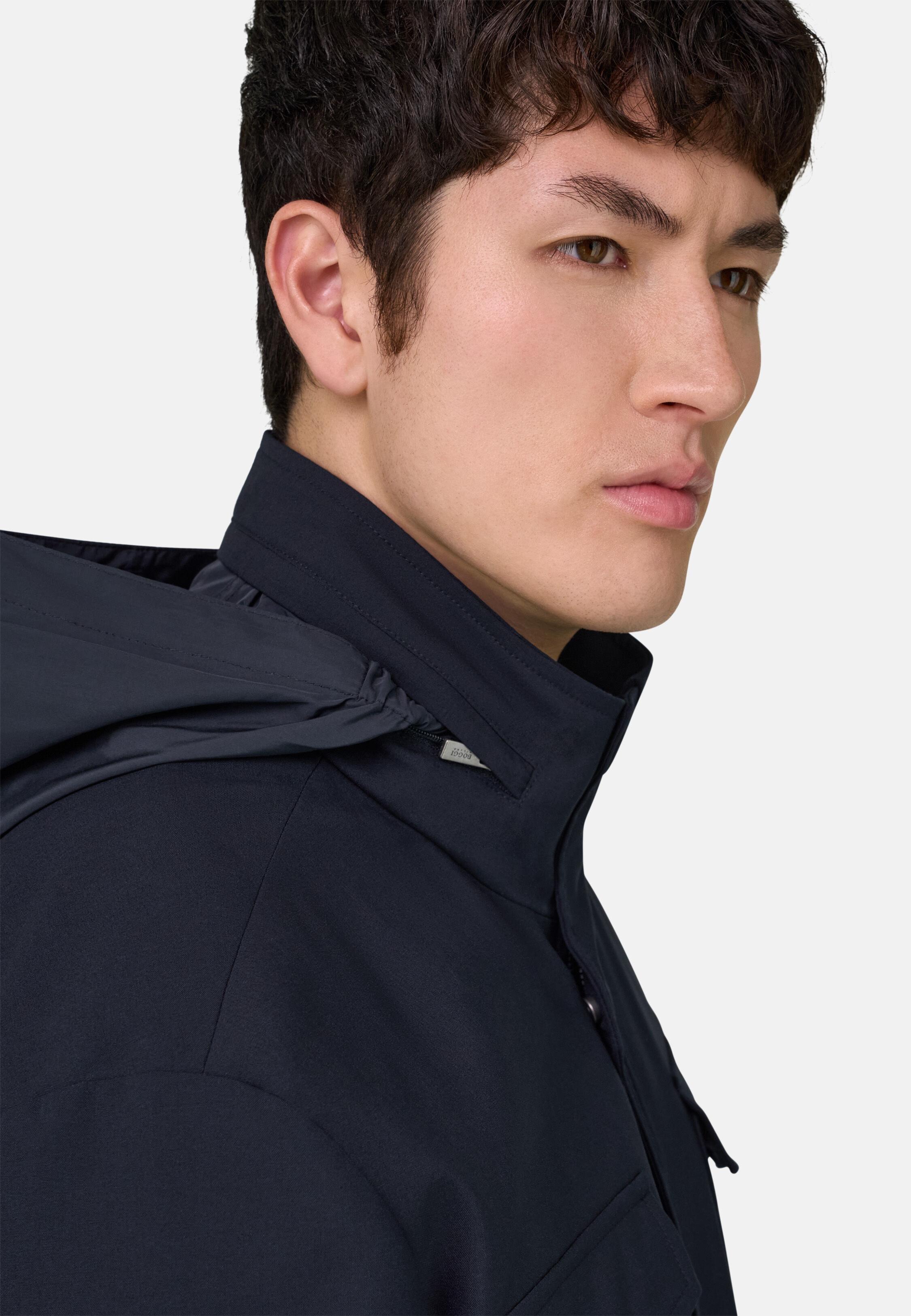 جاكيت فيلد من صوف تقني أزرق, Navy blue, large image number 2