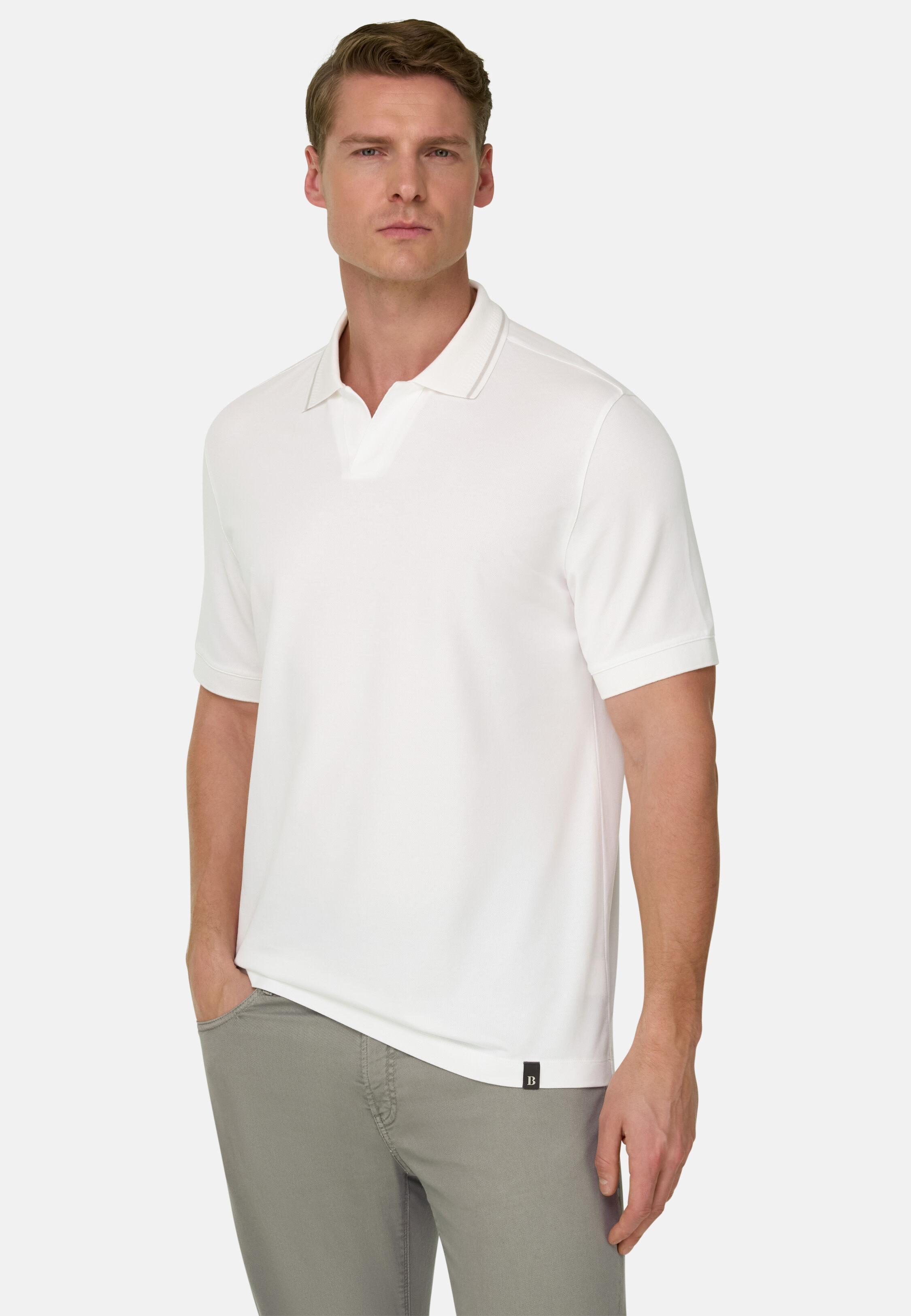 قميص بولو بيكيه عالي الأداء بخيوط إس-كافا أبيض, White, large image number 0