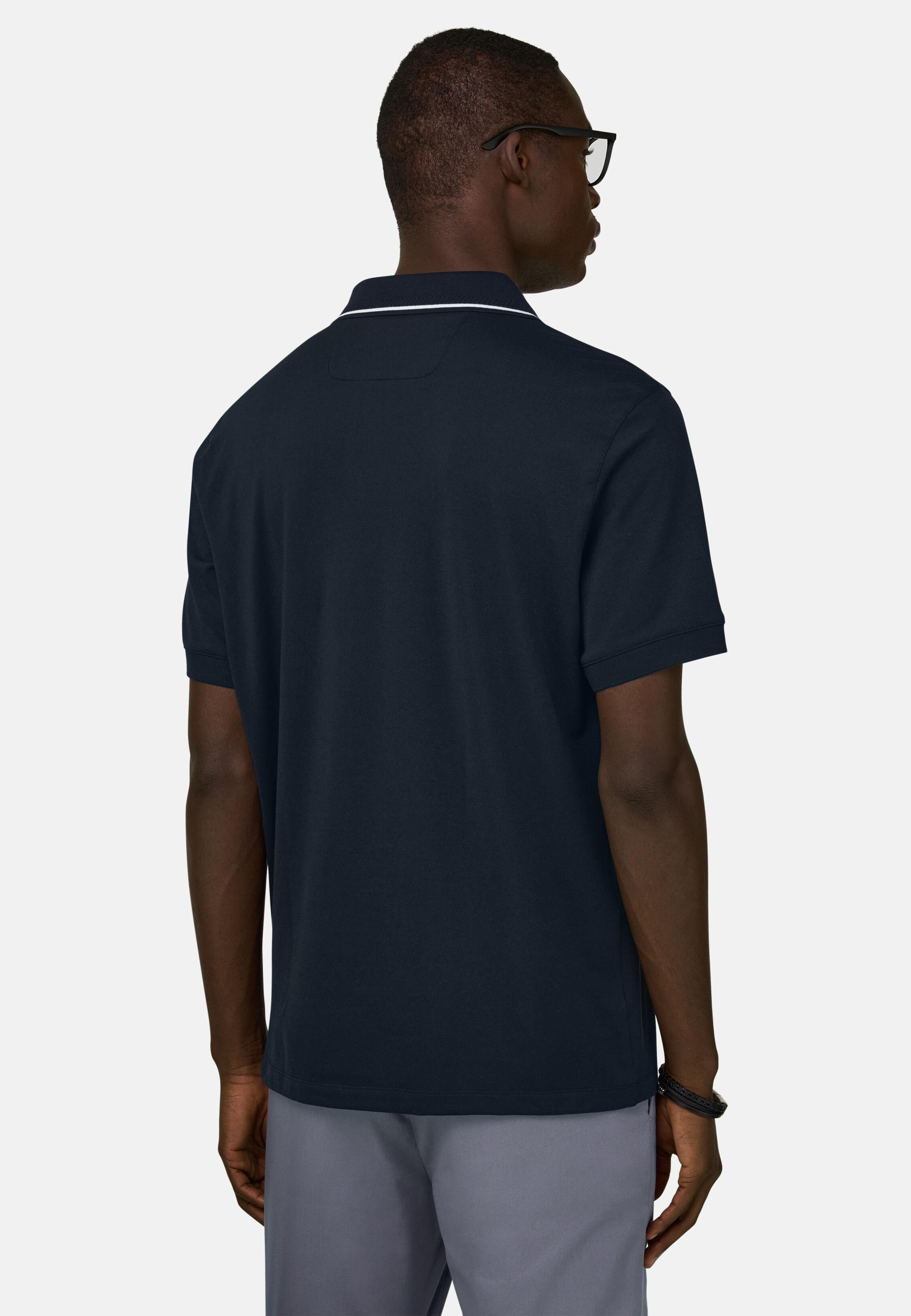 High-Performance Piqu&eacute; Polo Shirt with S-Caf&egrave;&reg; Yarn Navy blue, Navy blue, large image number 1