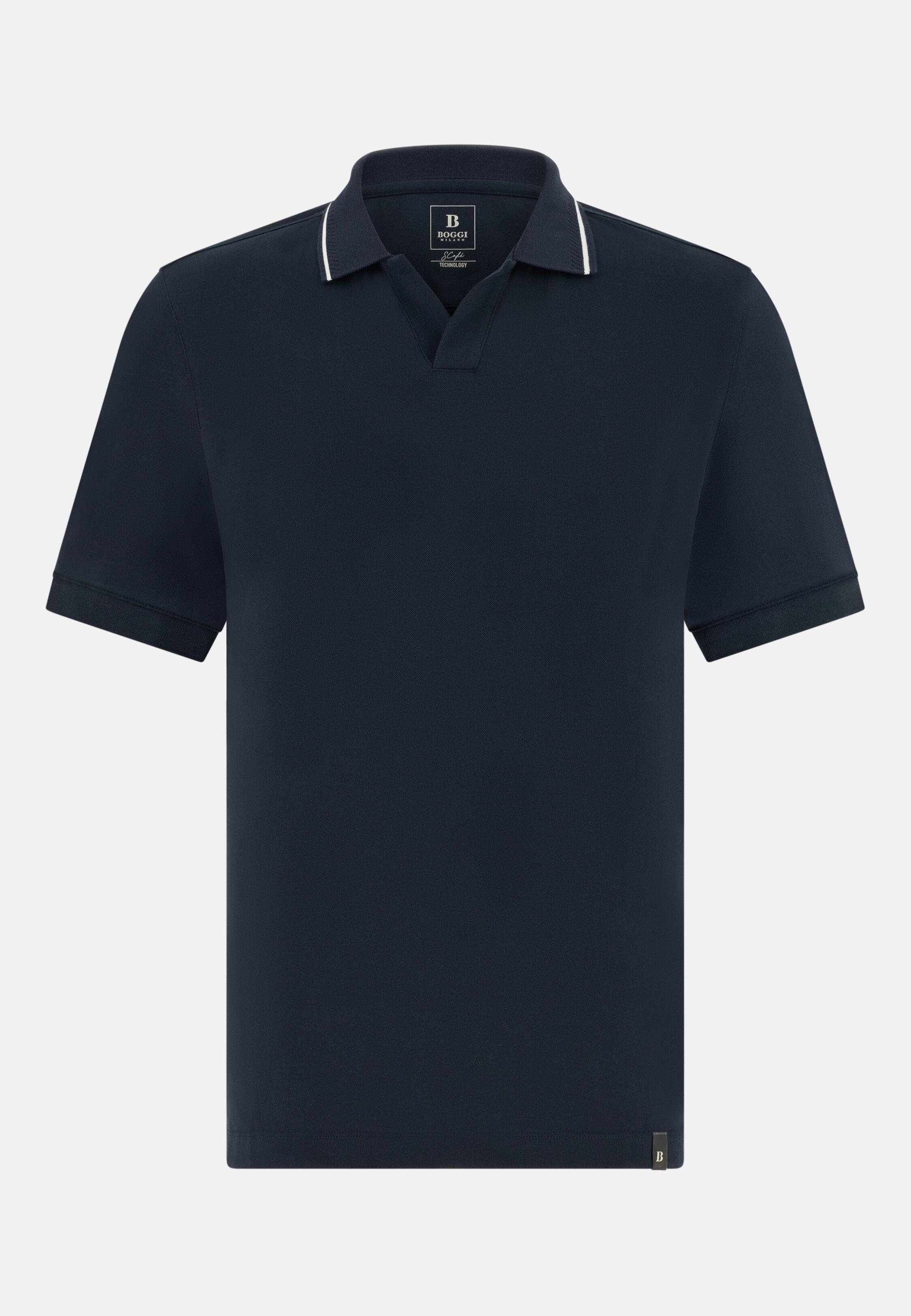 High-Performance Piqu&eacute; Polo Shirt with S-Caf&egrave;&reg; Yarn Navy blue, Navy blue, large image number 3