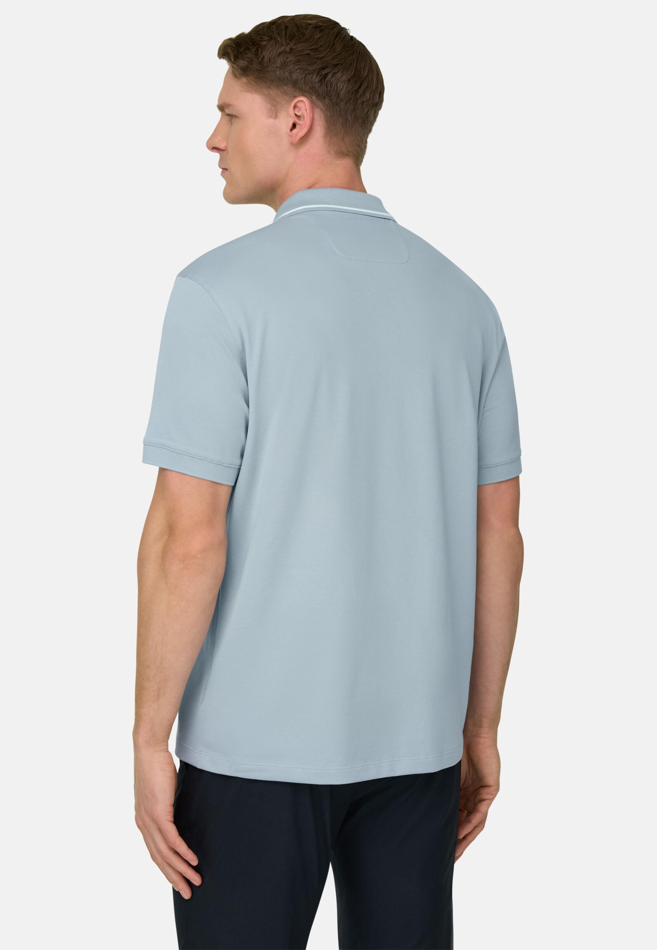 High-Performance Piqu&eacute; Polo Shirt with S-Caf&egrave;&reg; Yarn Light Blue, Light Blue, large image number 1