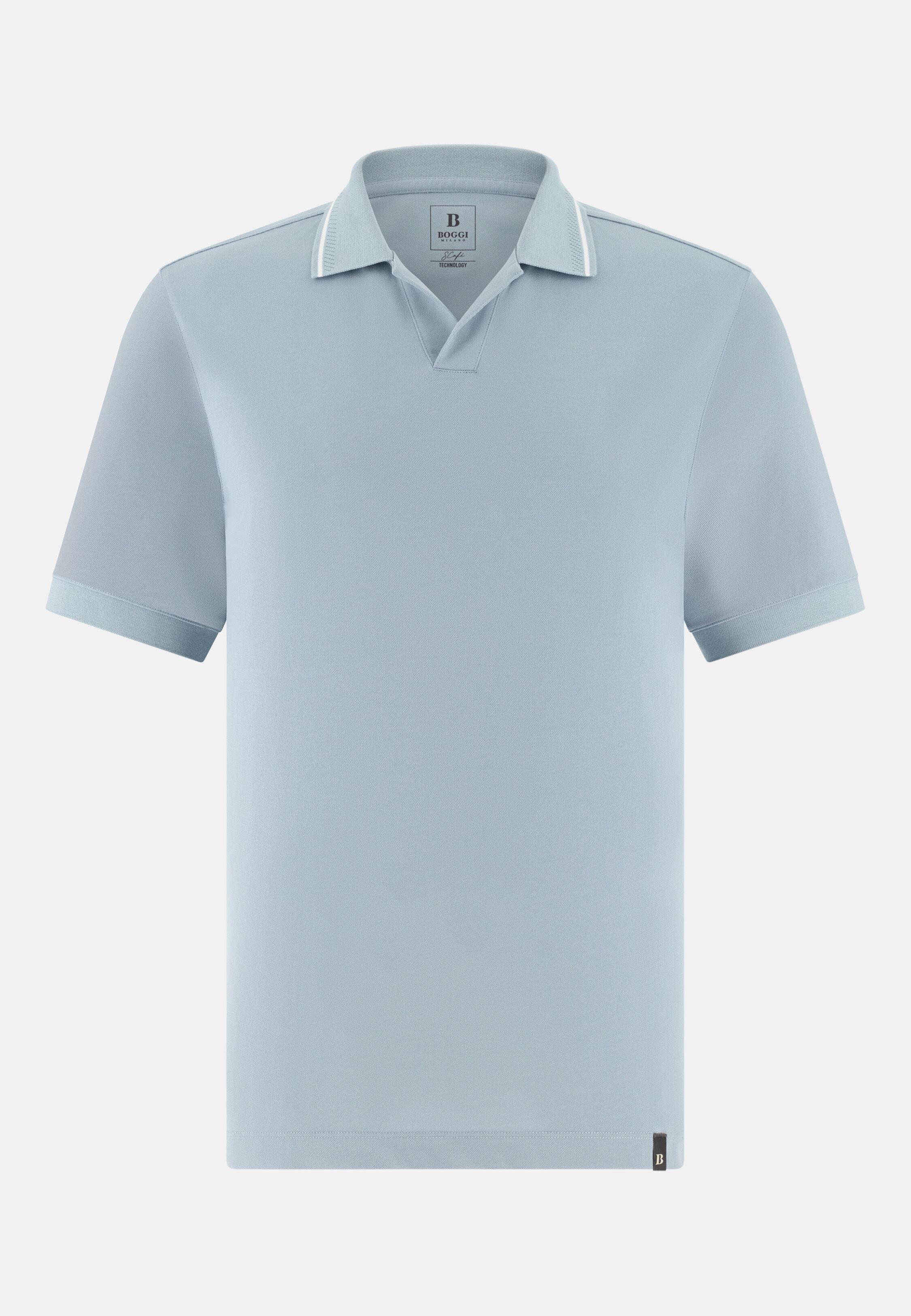 High-Performance Piqu&eacute; Polo Shirt with S-Caf&egrave;&reg; Yarn Light Blue, Light Blue, large image number 3