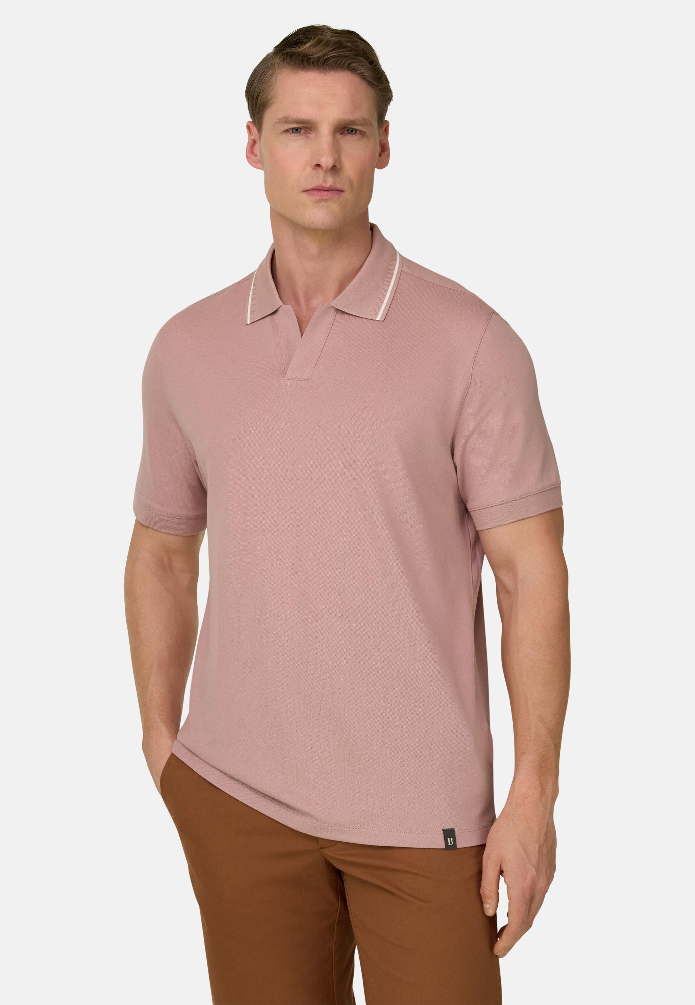 High-Performance Piqu&eacute; Polo Shirt with S-Caf&egrave;&reg; Yarn, Pink, large image number 0
