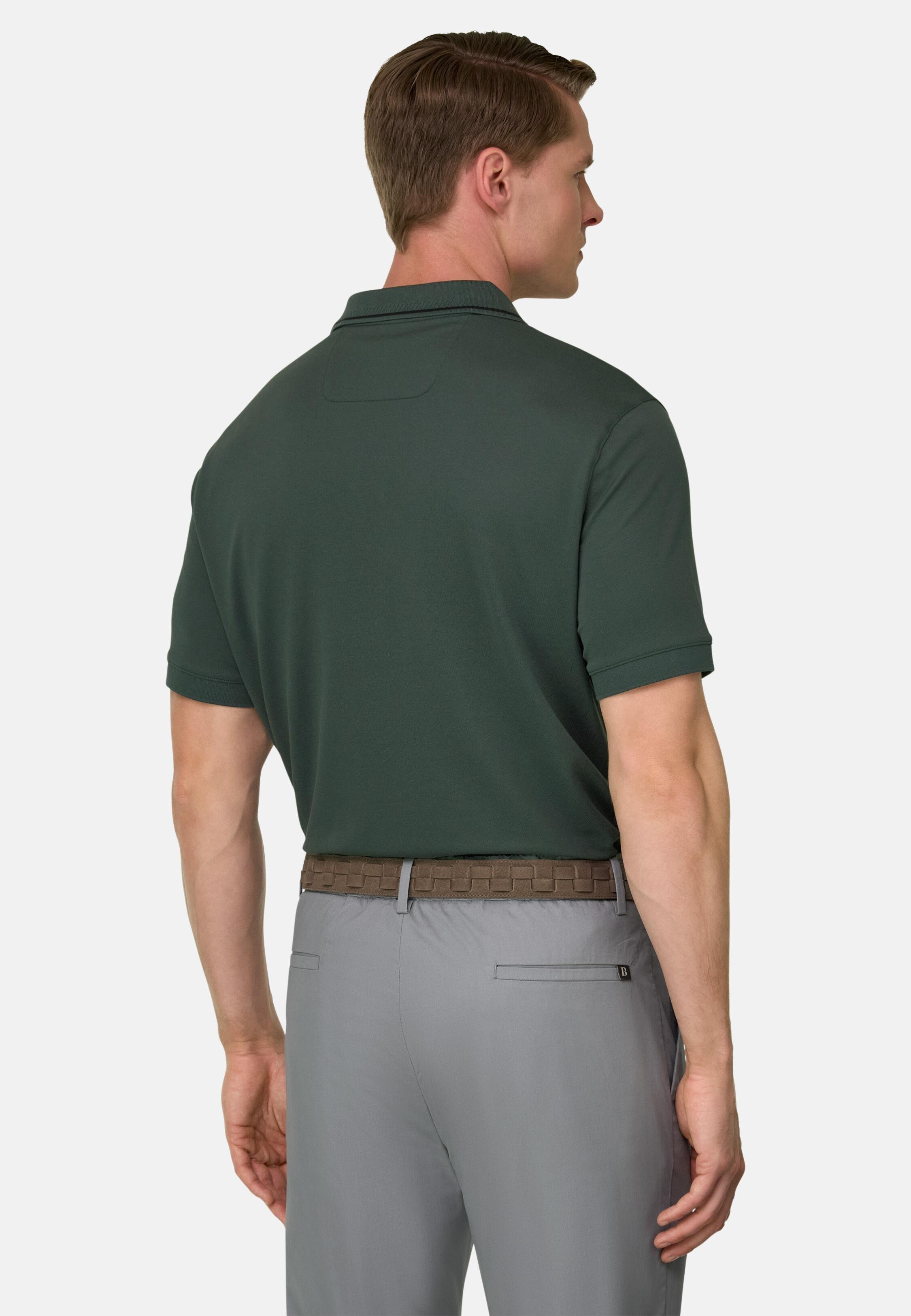 High-Performance Piqu&eacute; Polo Shirt with S-Caf&egrave;&reg; Yarn Green, Green, large image number 1