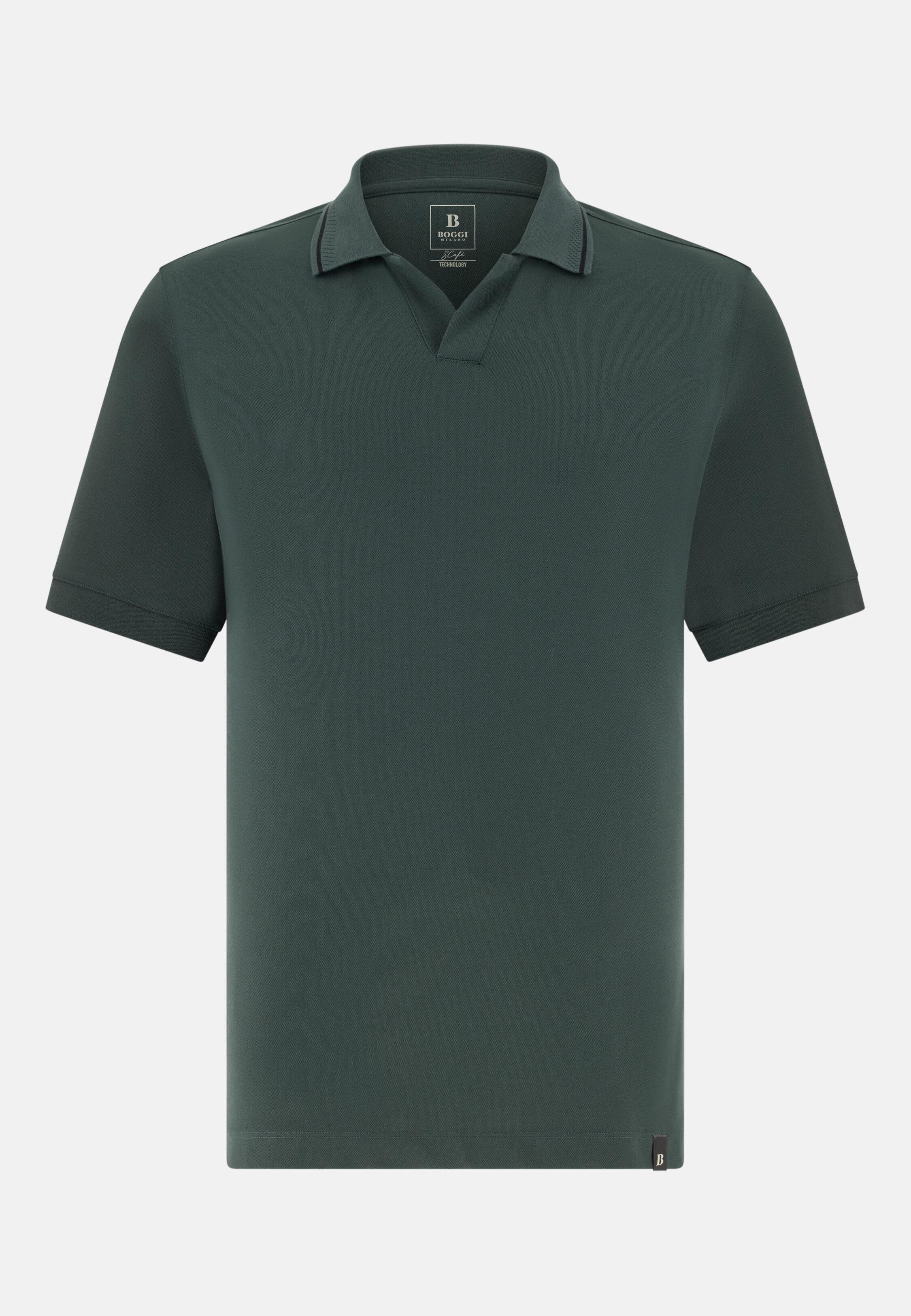 High-Performance Piqu&eacute; Polo Shirt with S-Caf&egrave;&reg; Yarn Green, Green, large image number 3