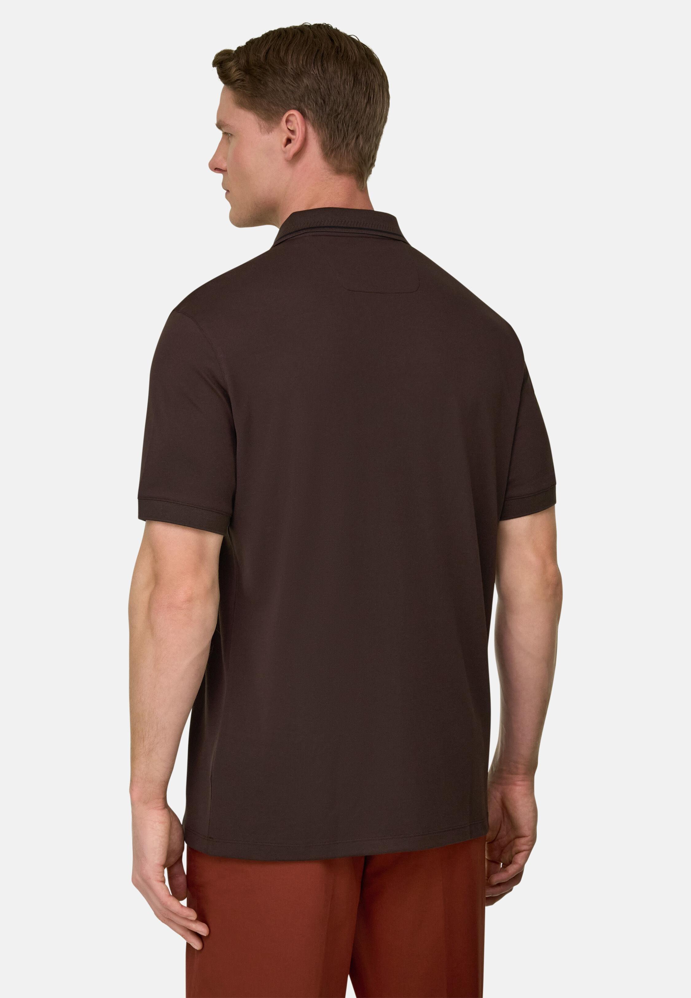 High-Performance Piqu&eacute; Polo Shirt with S-Caf&egrave;&reg; Yarn Dark brown, Dark brown, large image number 1