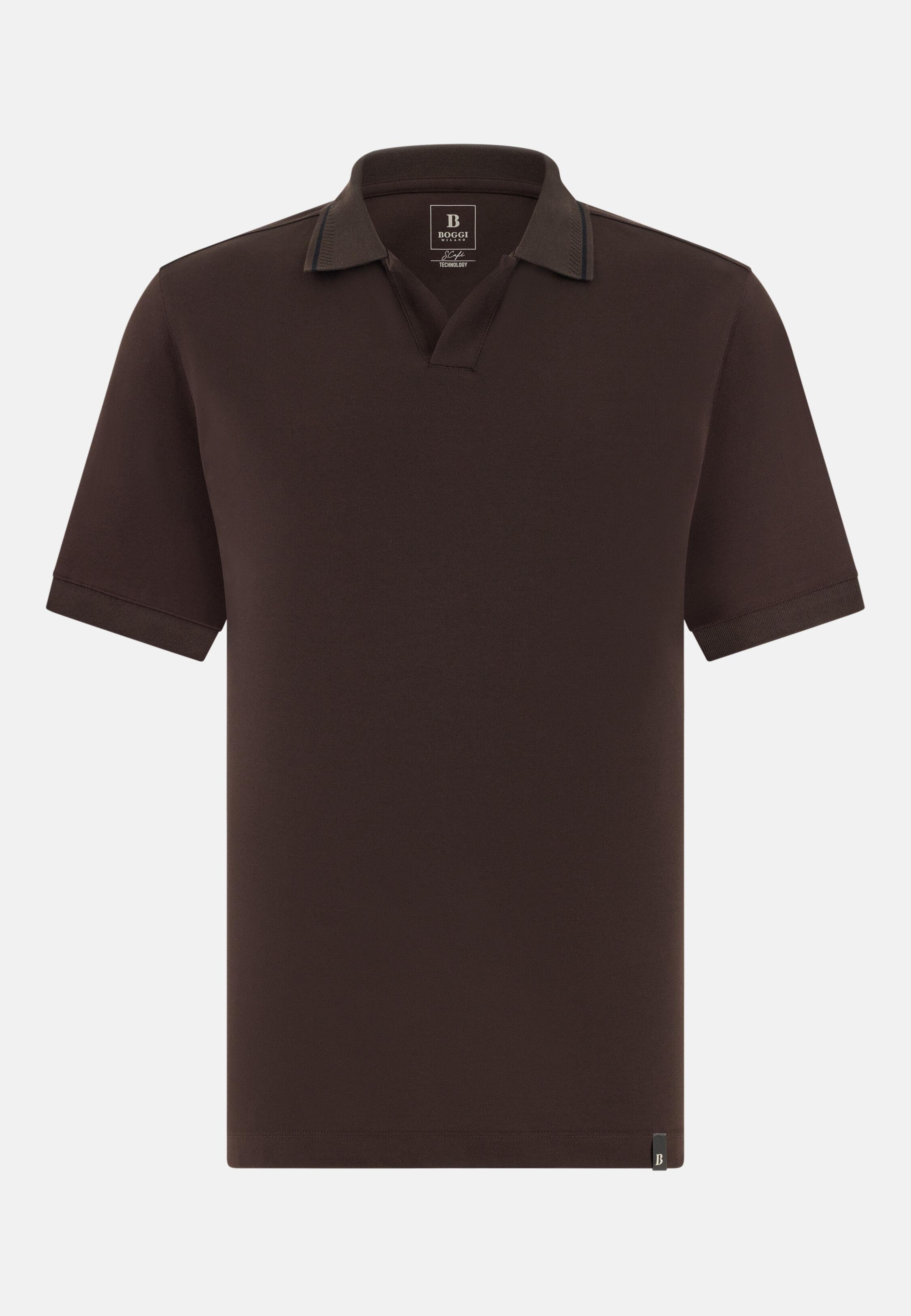 High-Performance Piqu&eacute; Polo Shirt with S-Caf&egrave;&reg; Yarn Dark brown, Dark brown, large image number 3