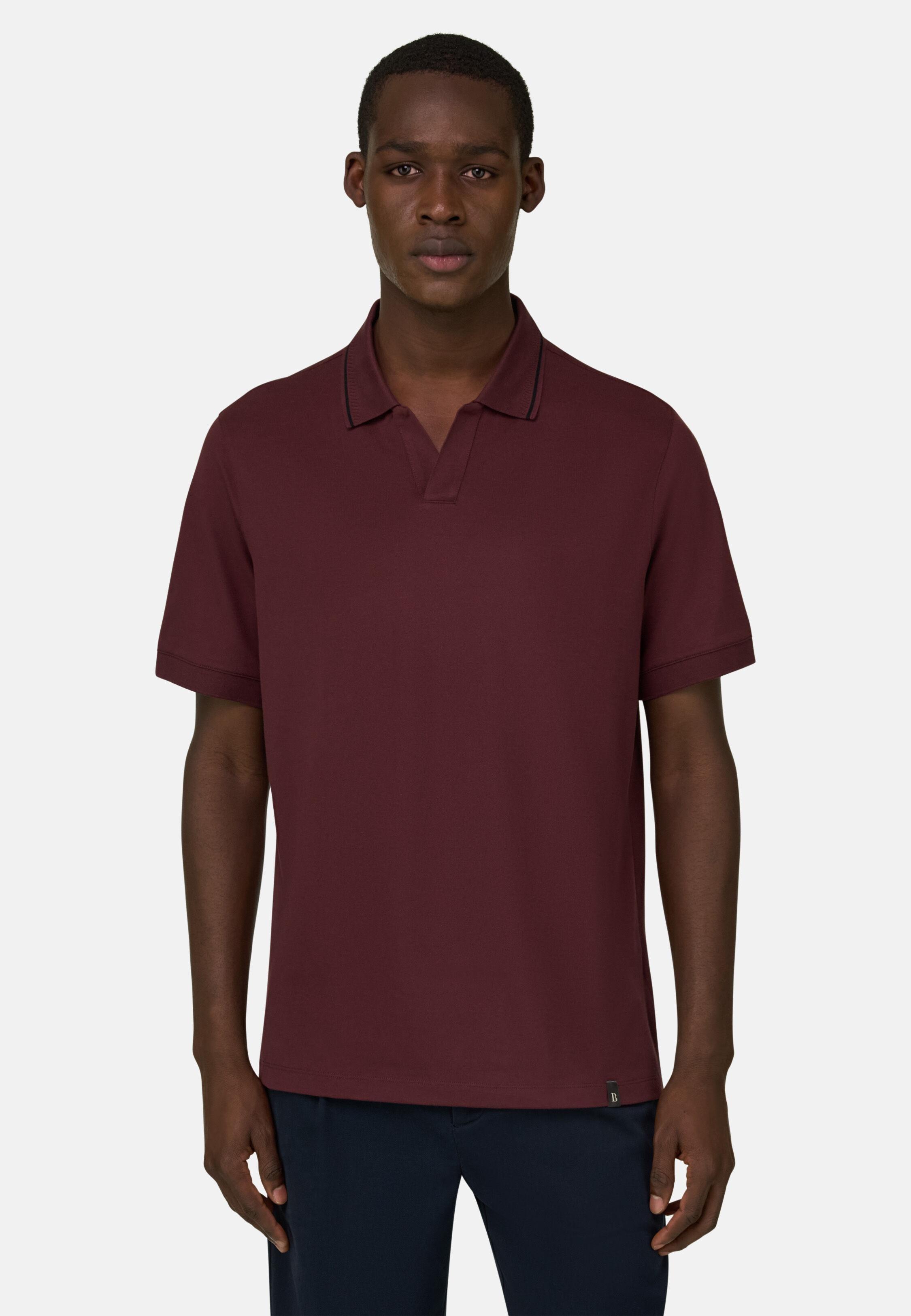 High-Performance Piqu&eacute; Polo Shirt with S-Caf&egrave;&reg; Yarn, Burgundy, large image number 0