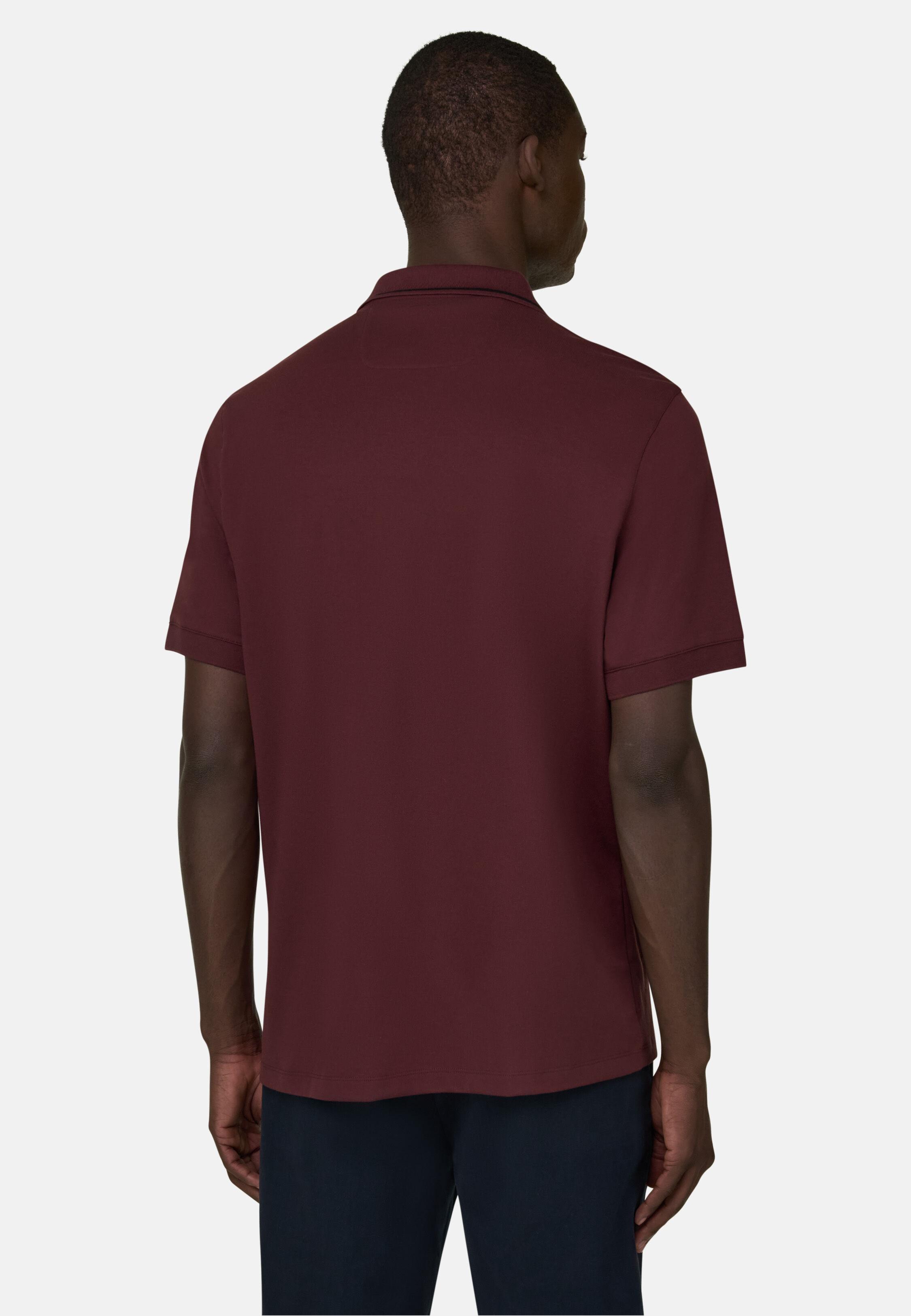 High-Performance Piqu&eacute; Polo Shirt with S-Caf&egrave;&reg; Yarn, Burgundy, large image number 1