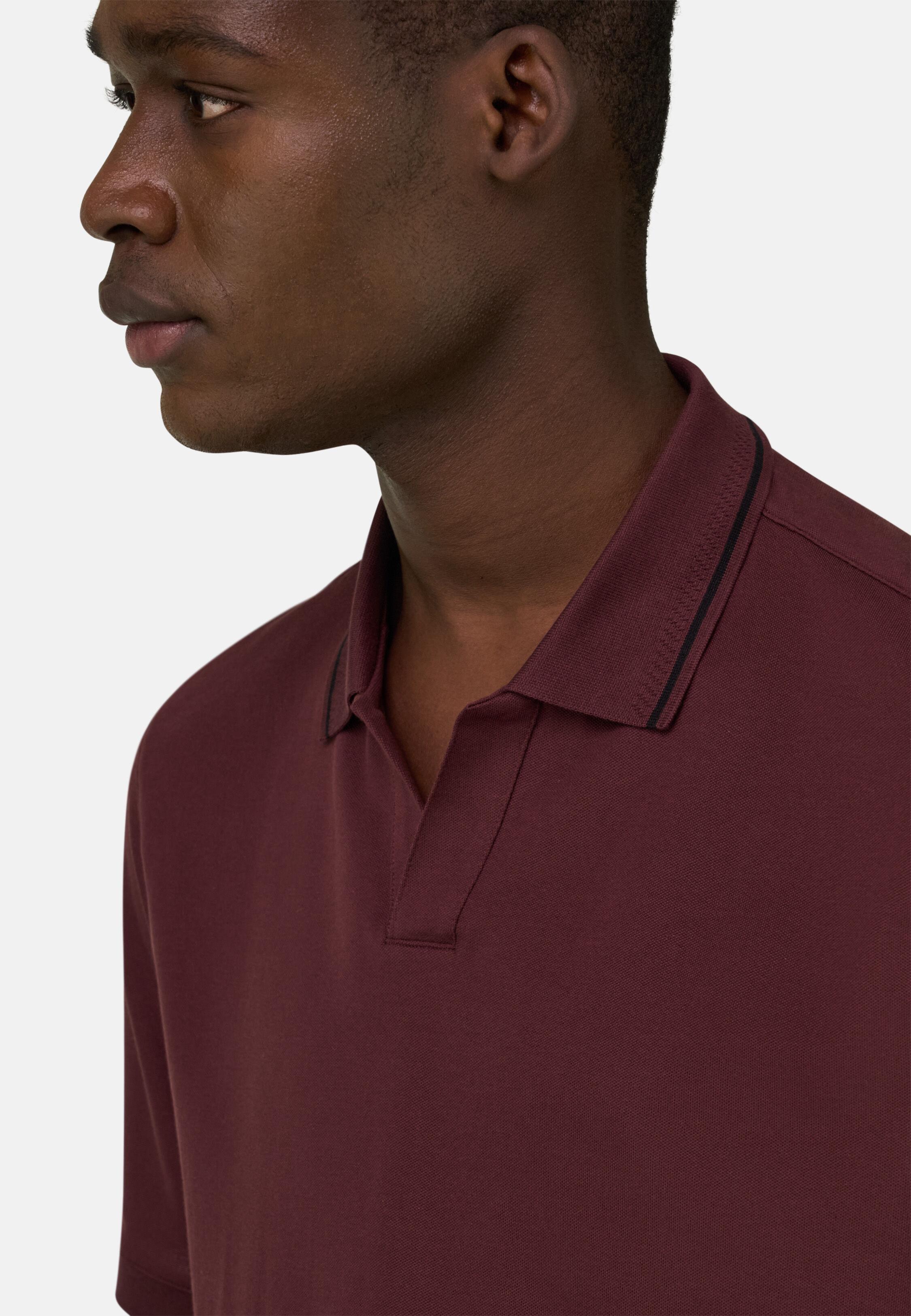 High-Performance Piqu&eacute; Polo Shirt with S-Caf&egrave;&reg; Yarn, Burgundy, large image number 2
