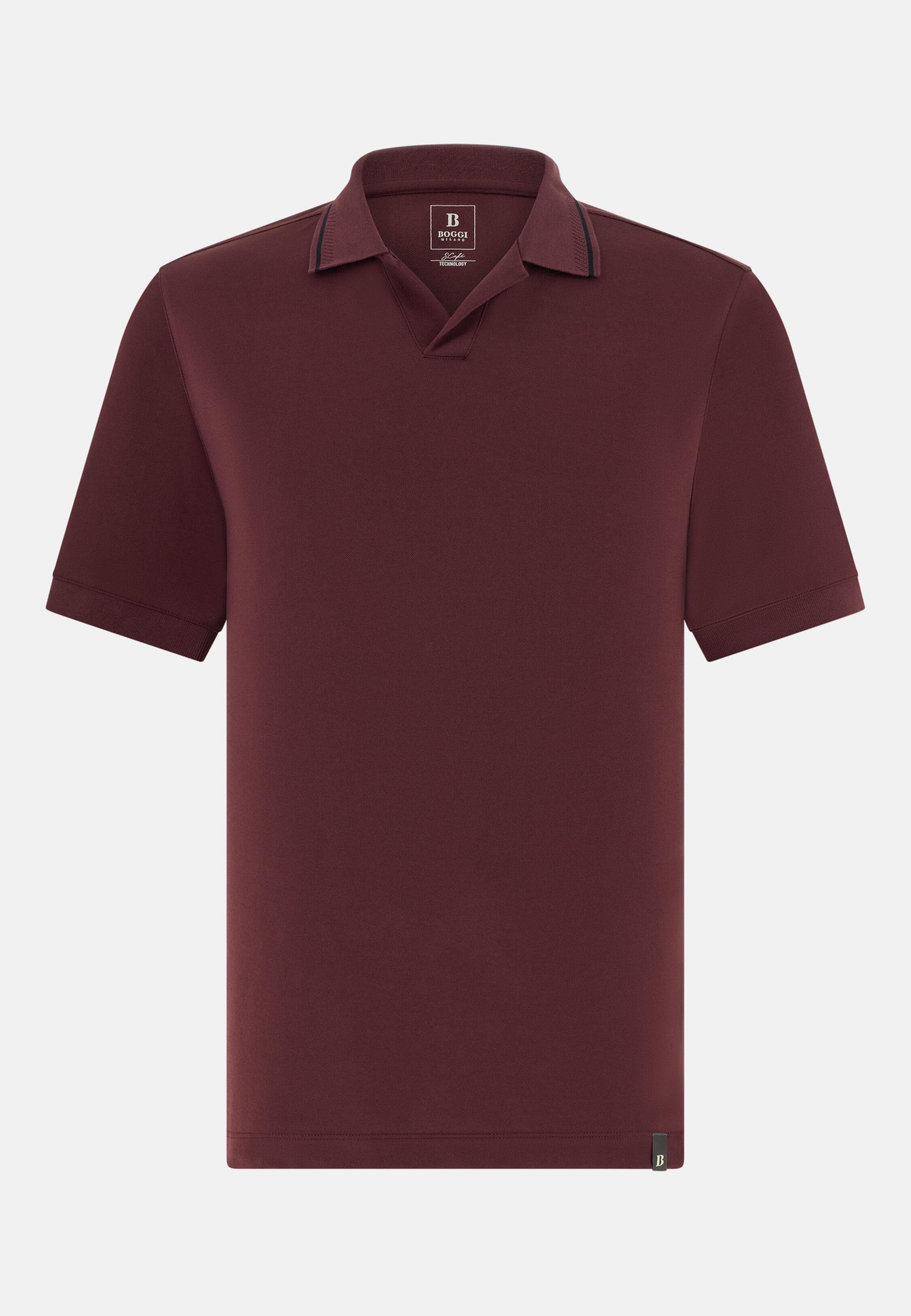High-Performance Piqu&eacute; Polo Shirt with S-Caf&egrave;&reg; Yarn, Burgundy, large image number 3