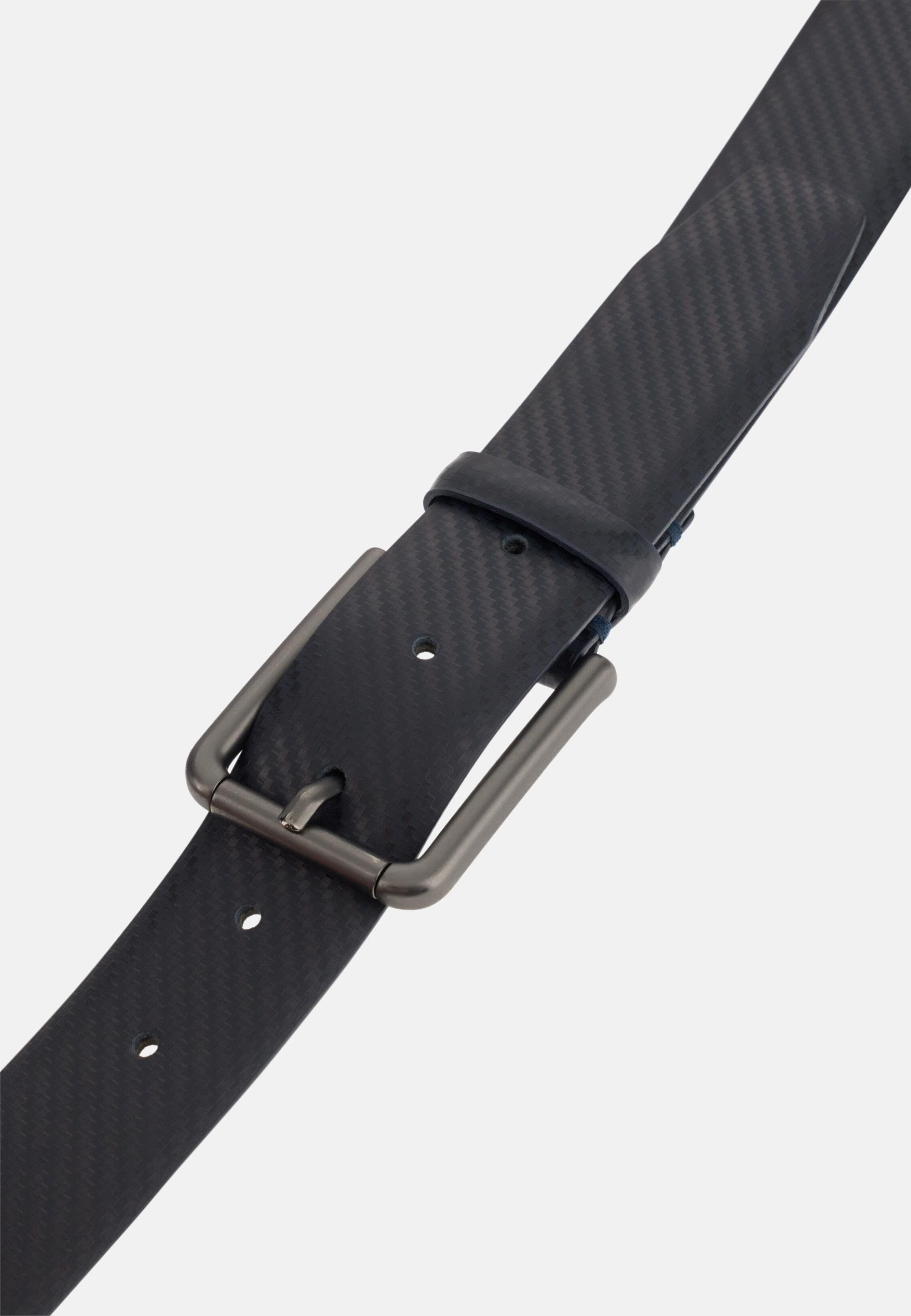 حزام جلد مطبوع مطاطي كحلي, Navy blue, medium