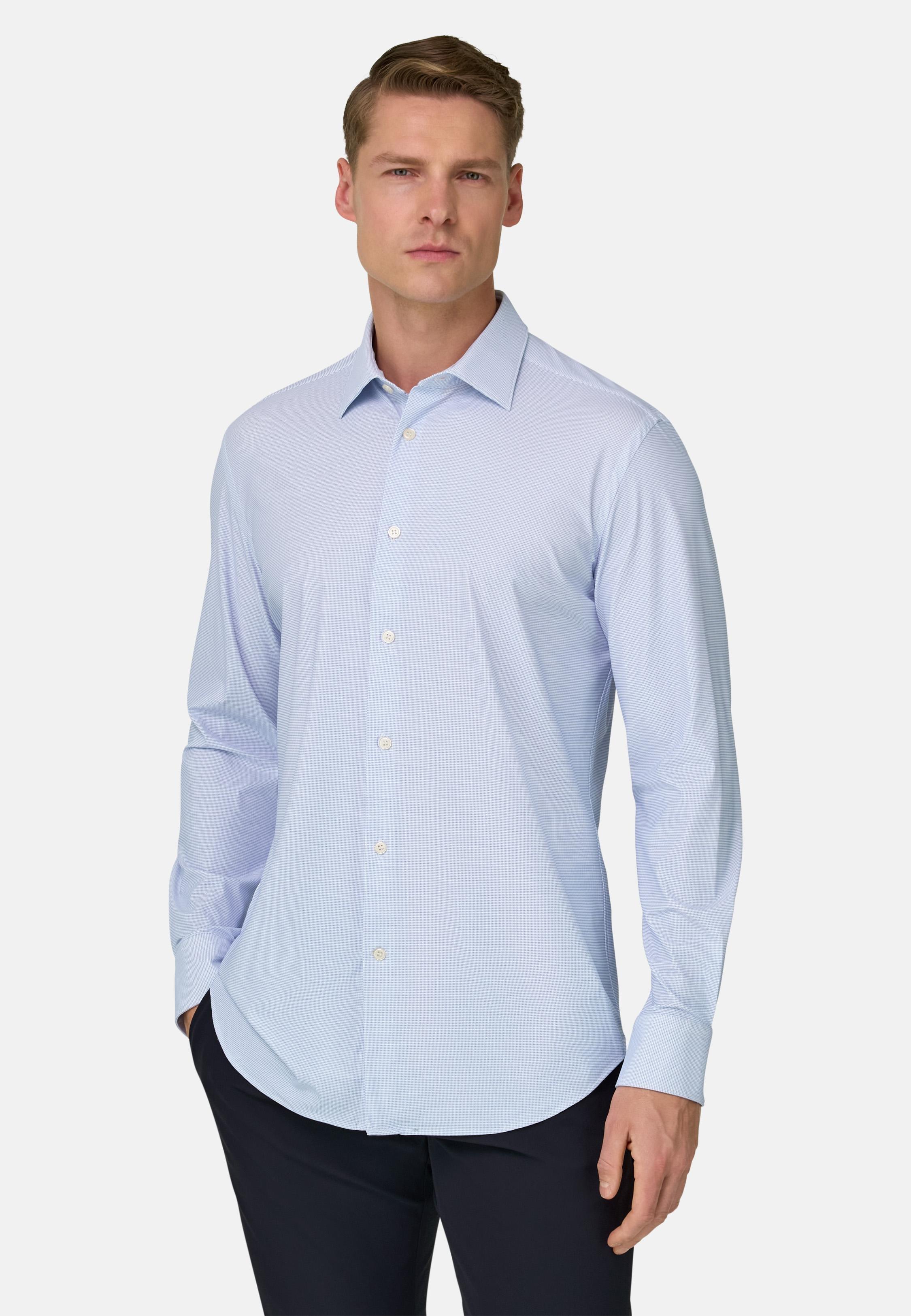 Slim Fit Stretch Nylon Shirt Blue, 3901_LTBL, large image number 0