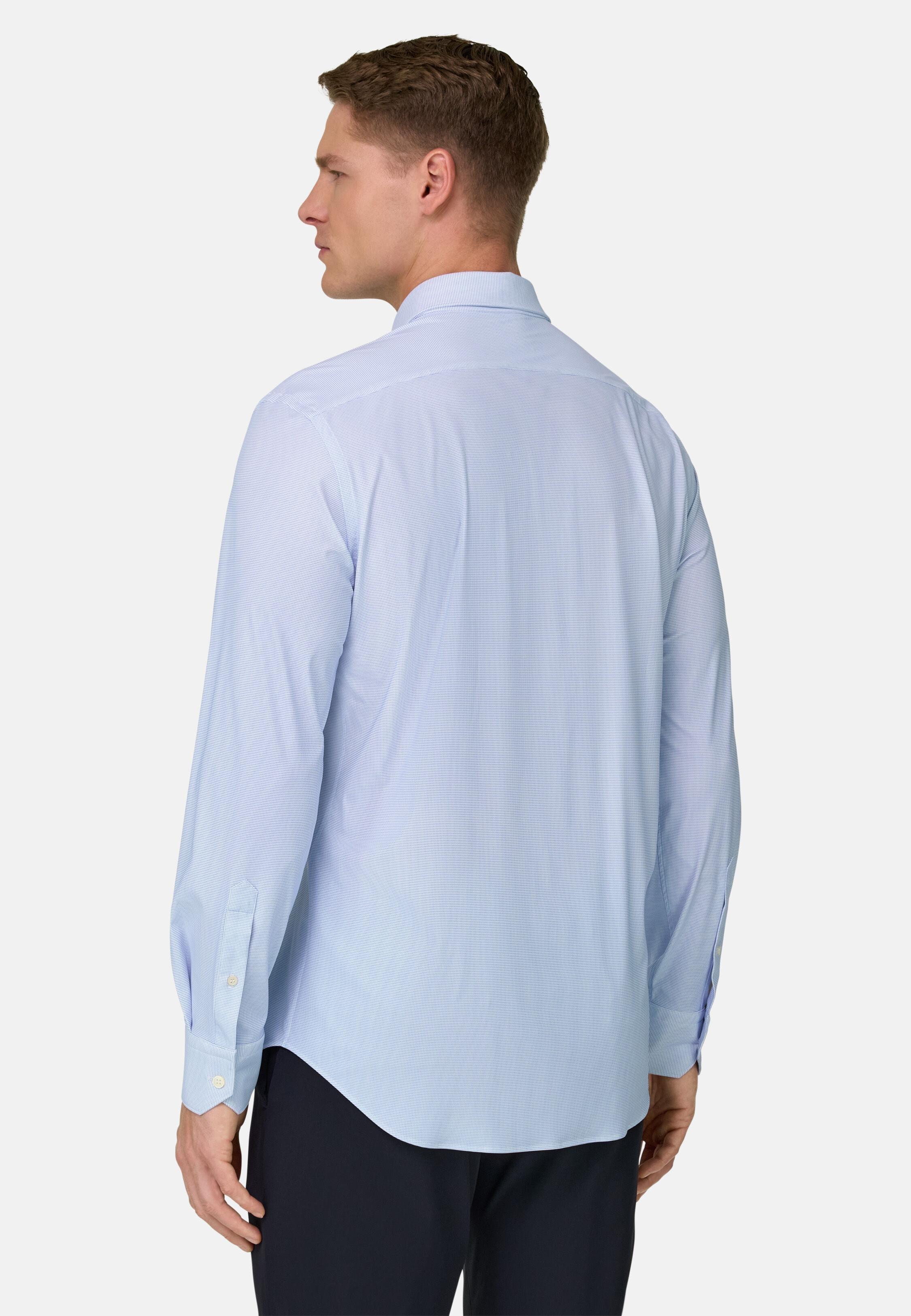 قميص نايلون مطاطي بقصة سليم أزرق, Light Blue, large image number 2