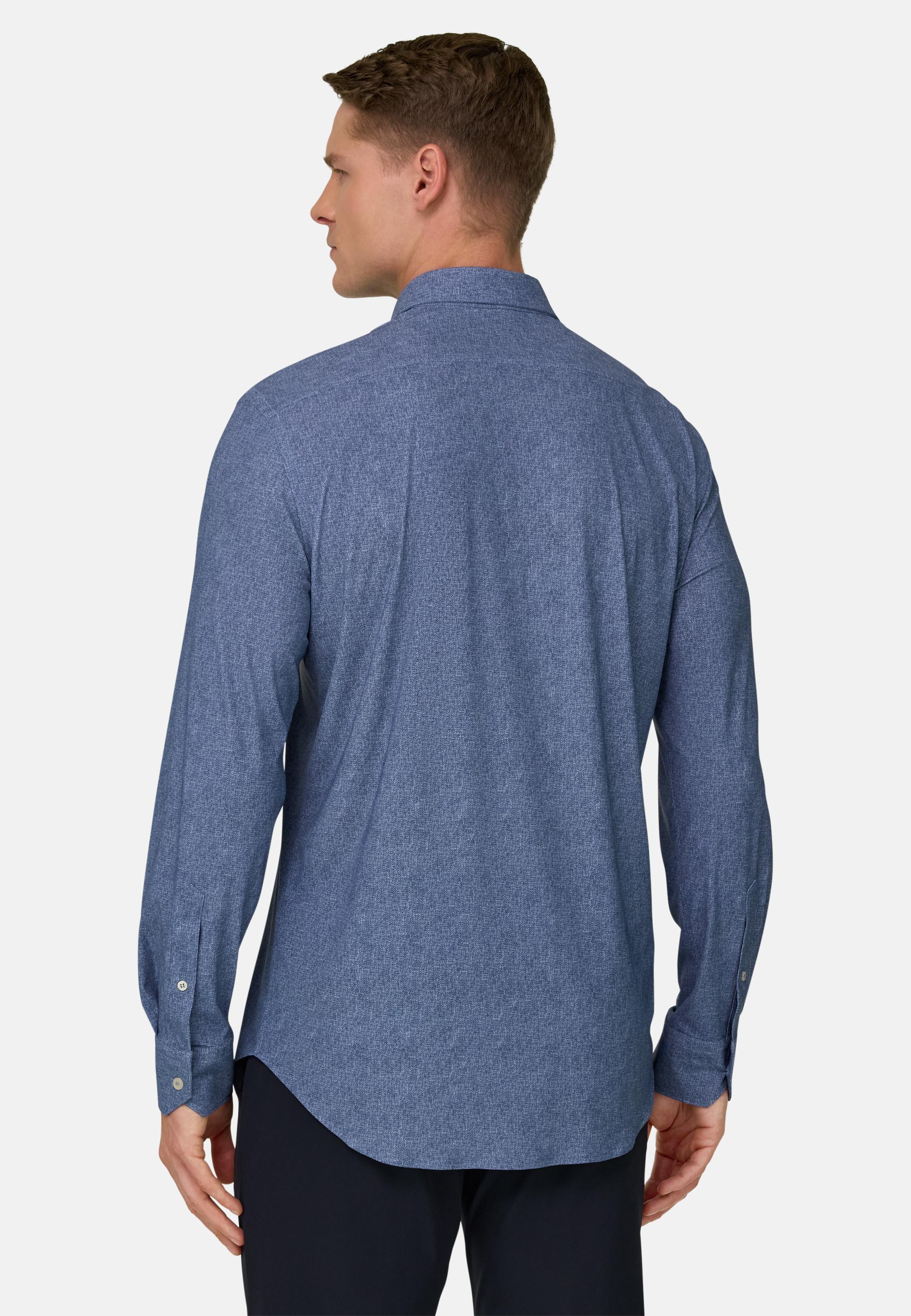 Slim Fit Stretch Nylon Shirt Blue, 3901_MDBL, large image number 1