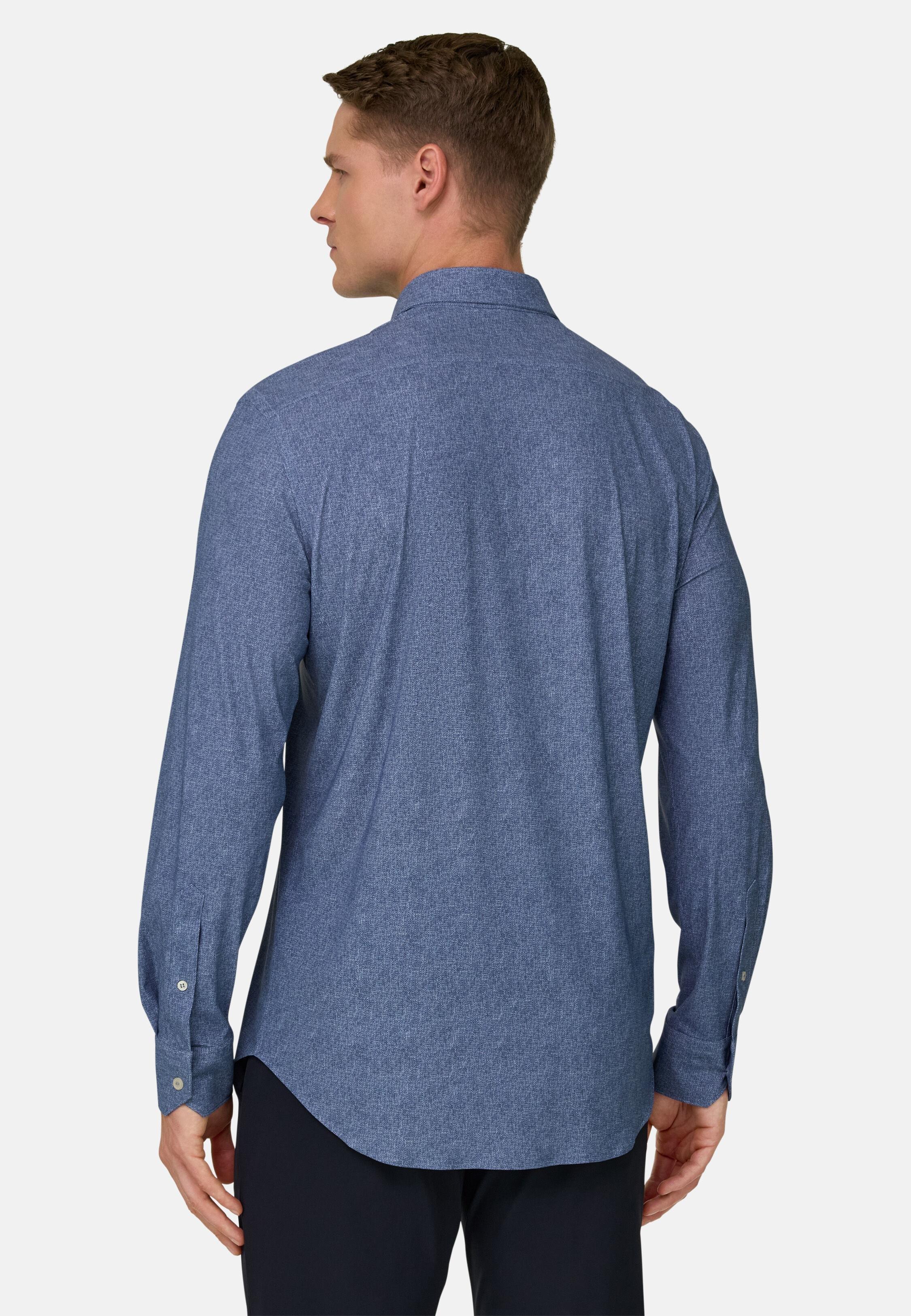 قميص نايلون مطاطي بقصة سليم أزرق, Medium Blue, medium