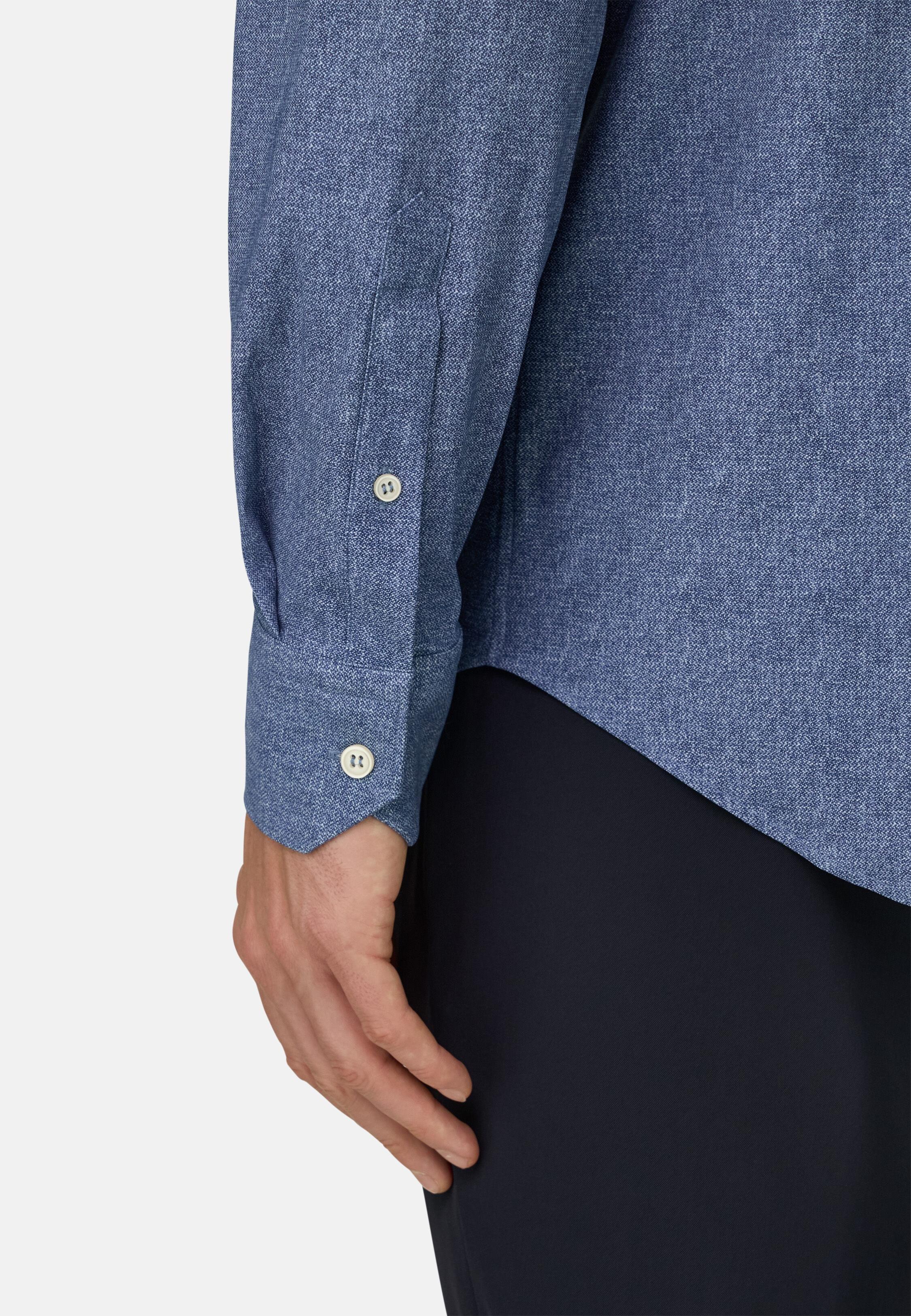 قميص نايلون مطاطي بقصة سليم أزرق, Medium Blue, medium