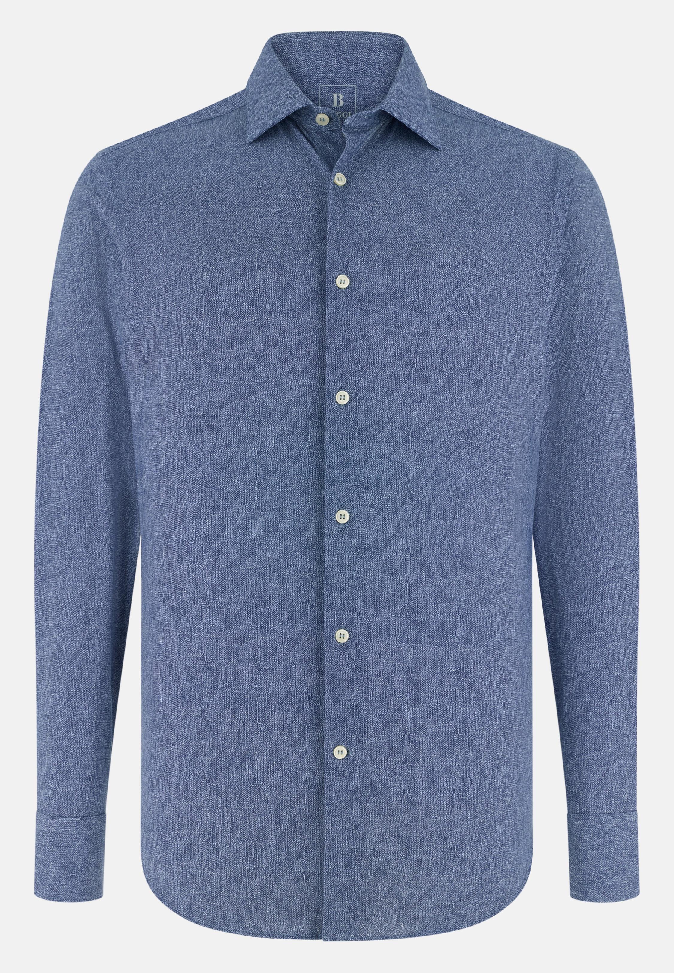 Slim Fit Stretch Nylon Shirt Blue, 3901_MDBL, large image number 4