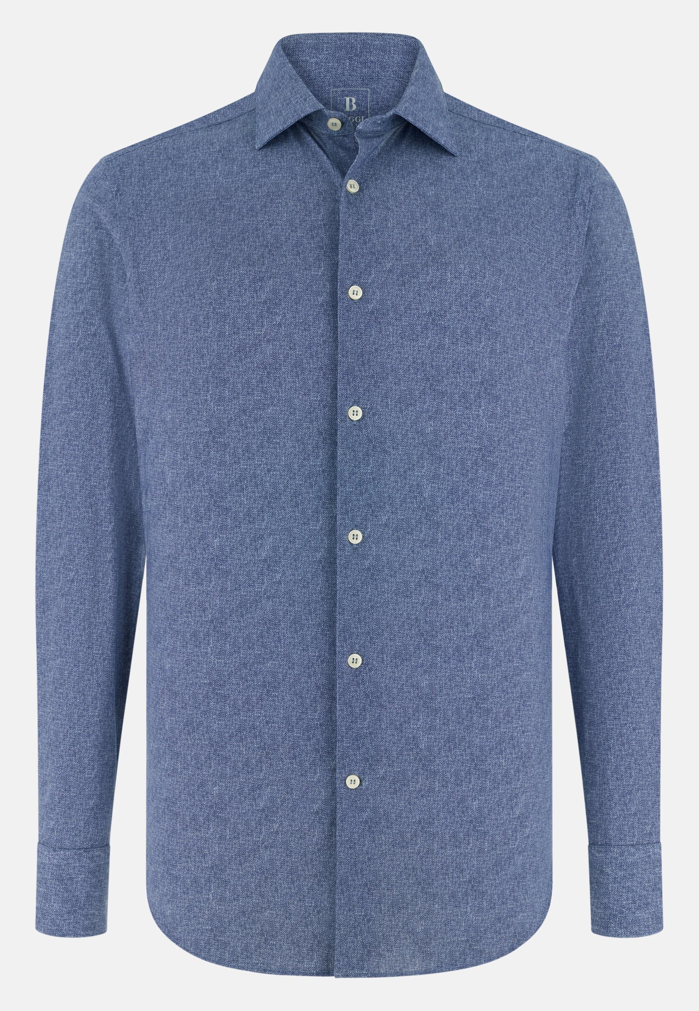 Slim Fit Stretch Nylon Shirt Blue, 3901_MDBL, large image number 4