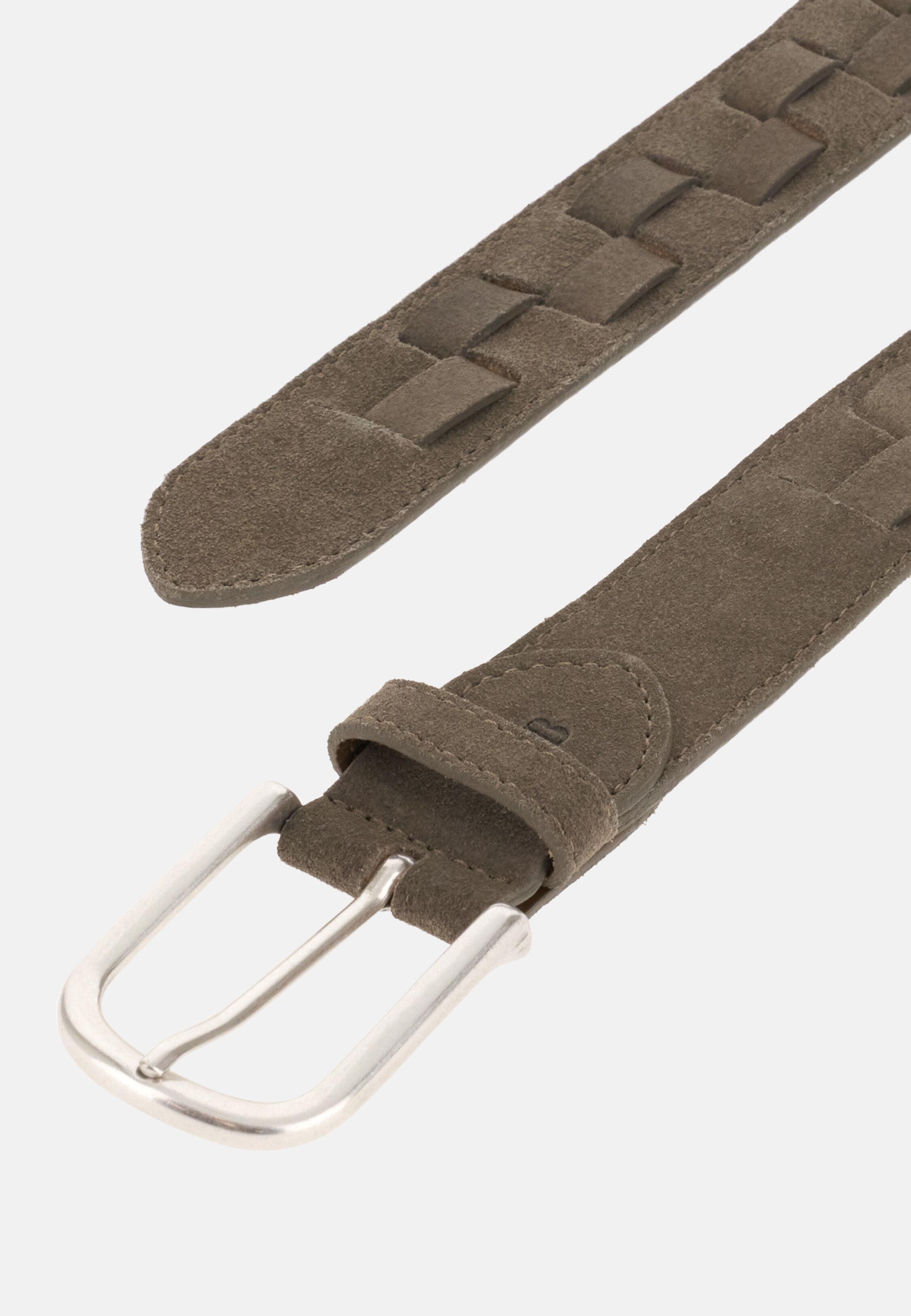 Woven Suede Leather Belt Brown, 3901_TAUP, medium