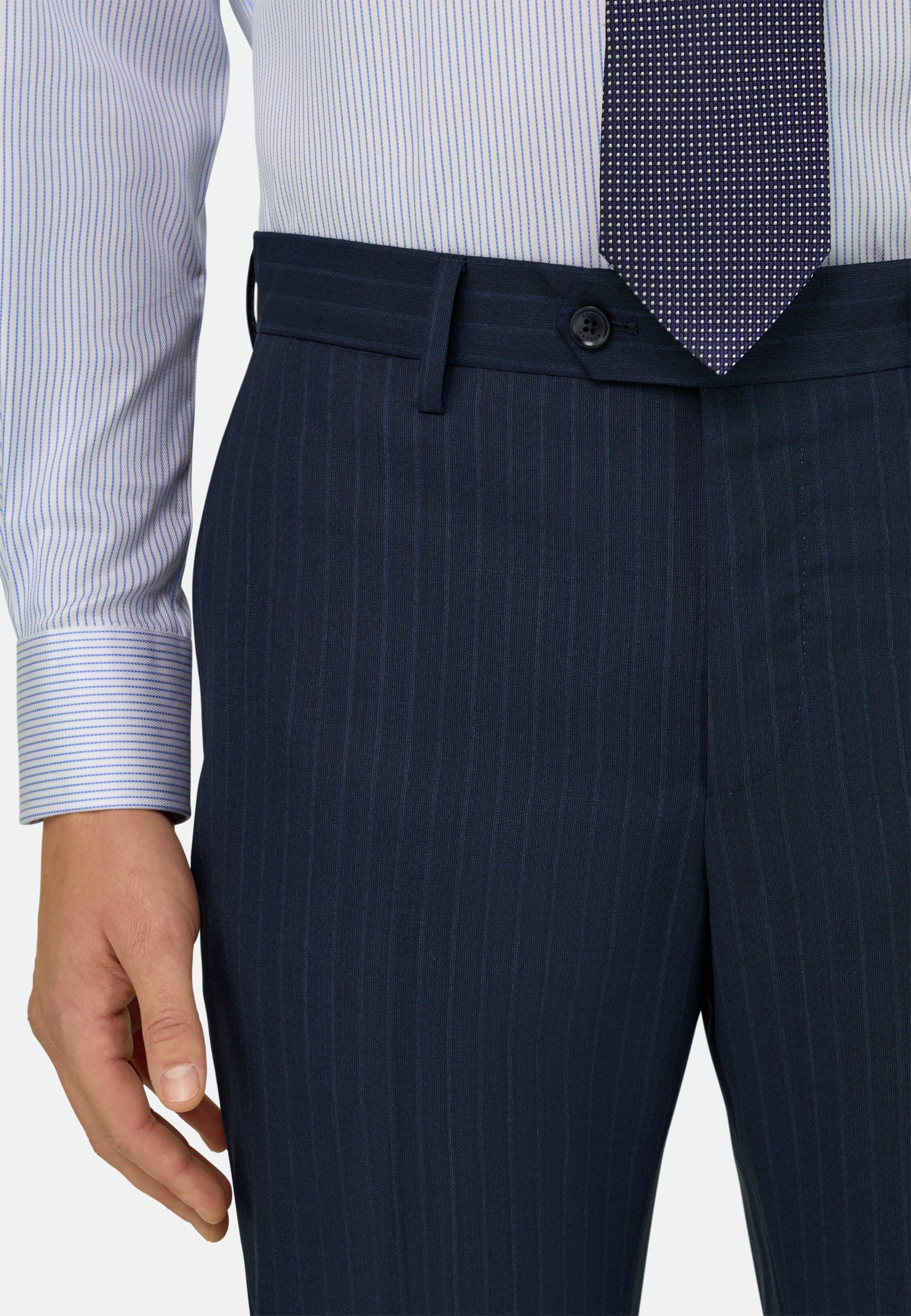 BLUE Pinstripe Pure Wool Suit, Navy blue, large image number 3