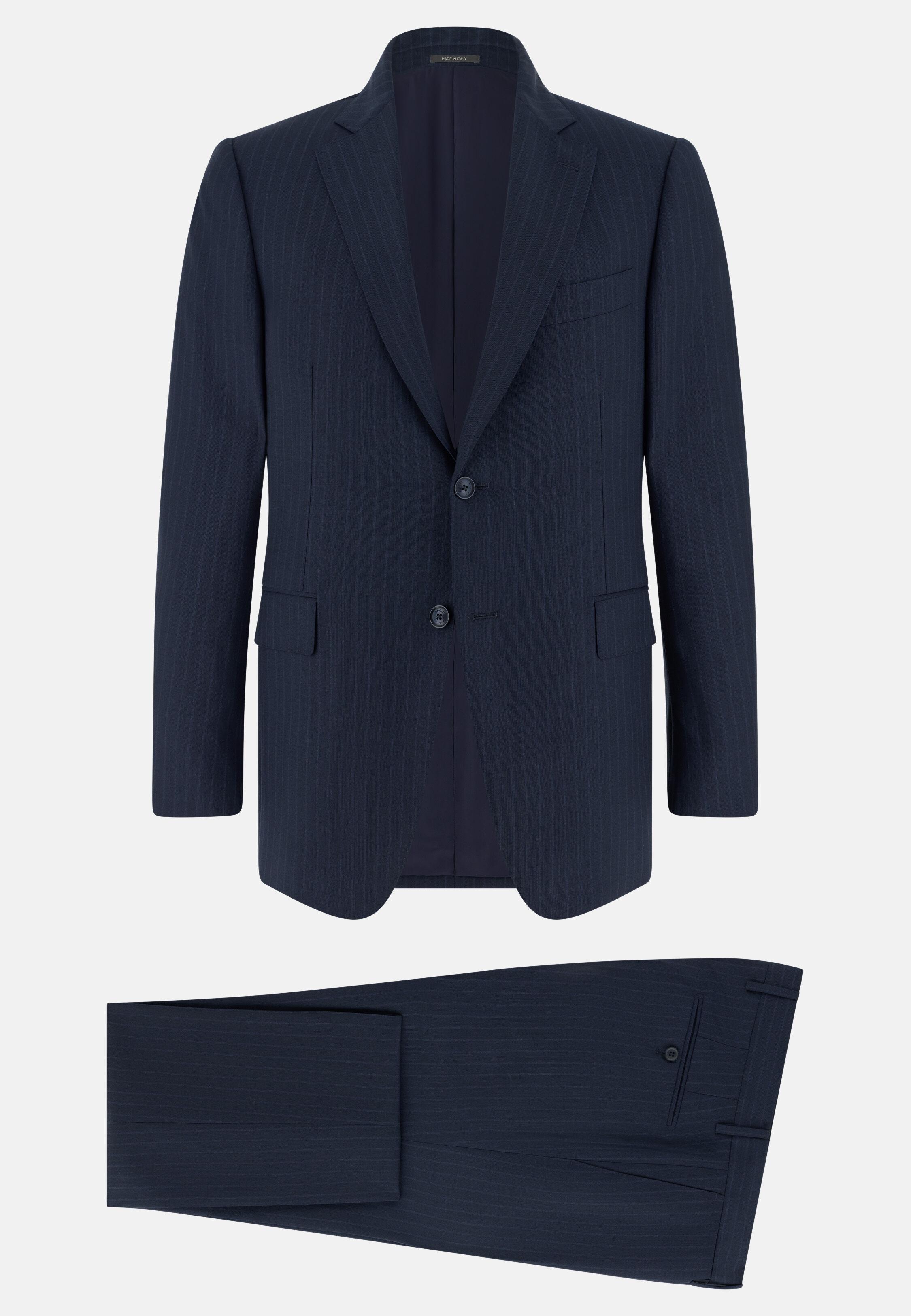 BLUE Pinstripe Pure Wool Suit, Navy blue, large image number 4