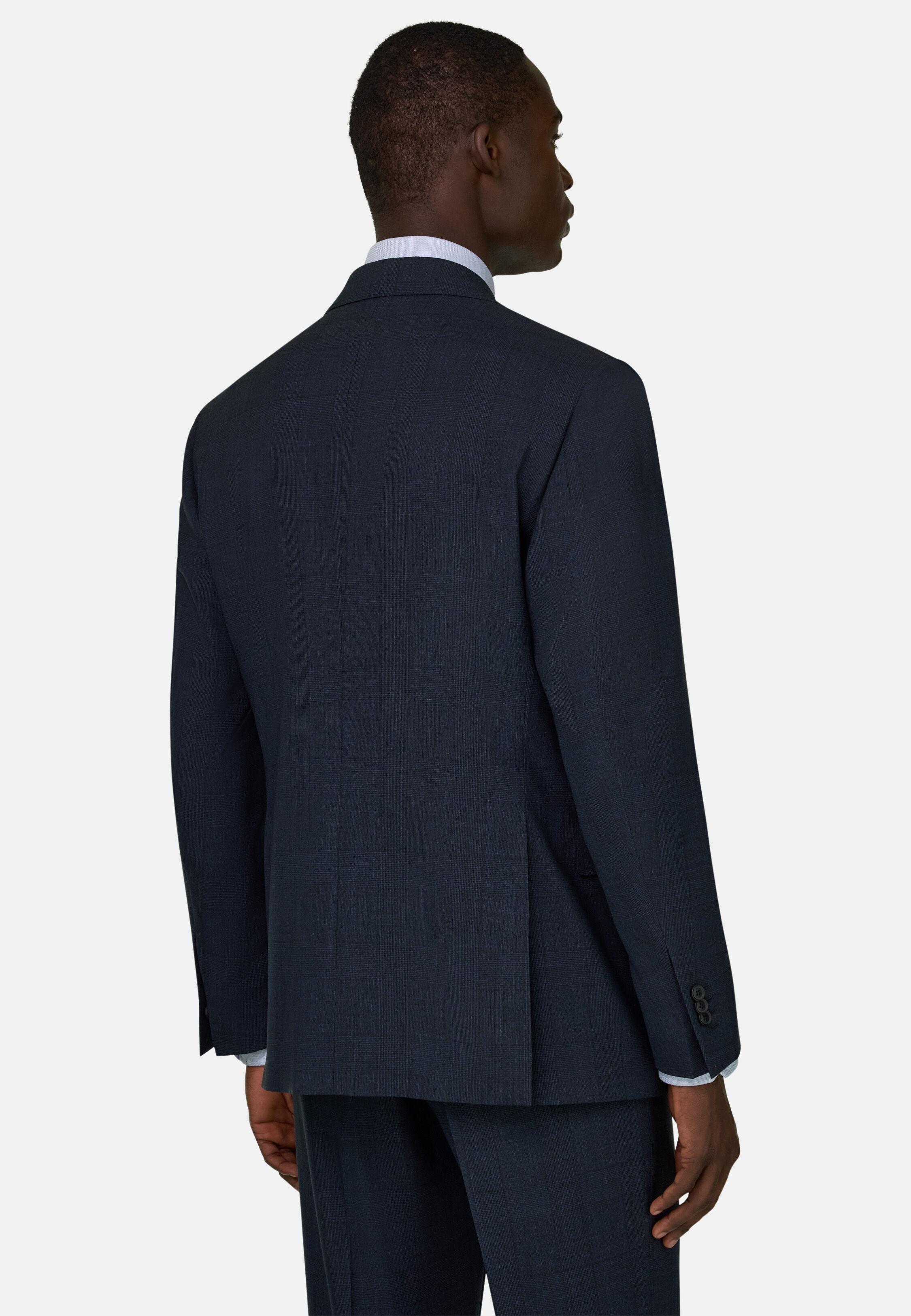 BLUE Prince of Wales Check Suit in Pure 130s Wool, Navy blue, large image number 1