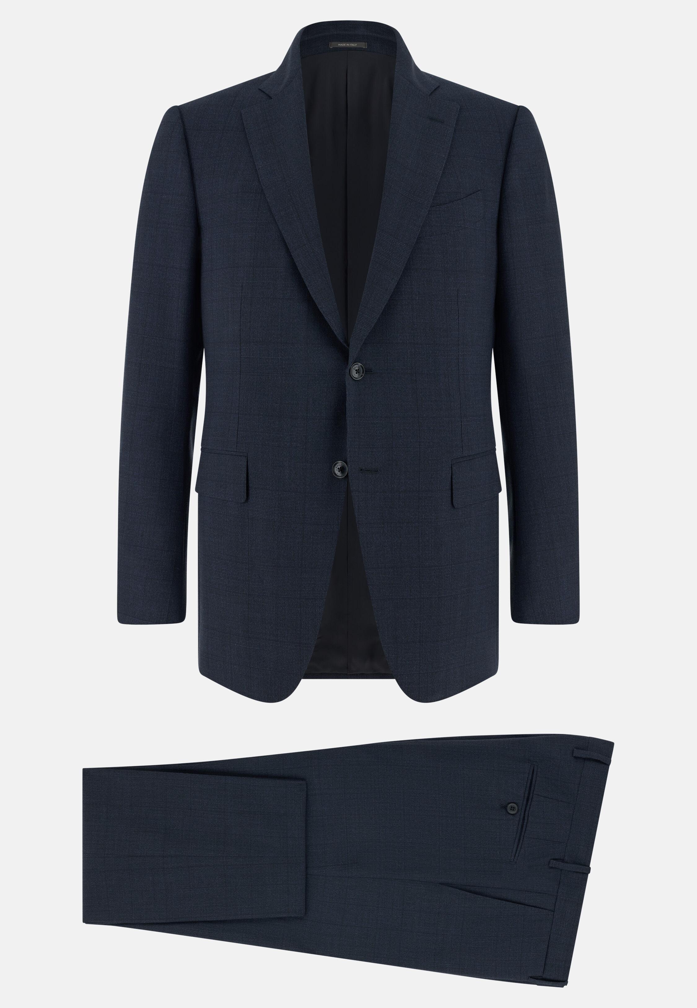 بدلة نقش أمير ويلز صوف 130s كحلي, Navy blue, large image number 5