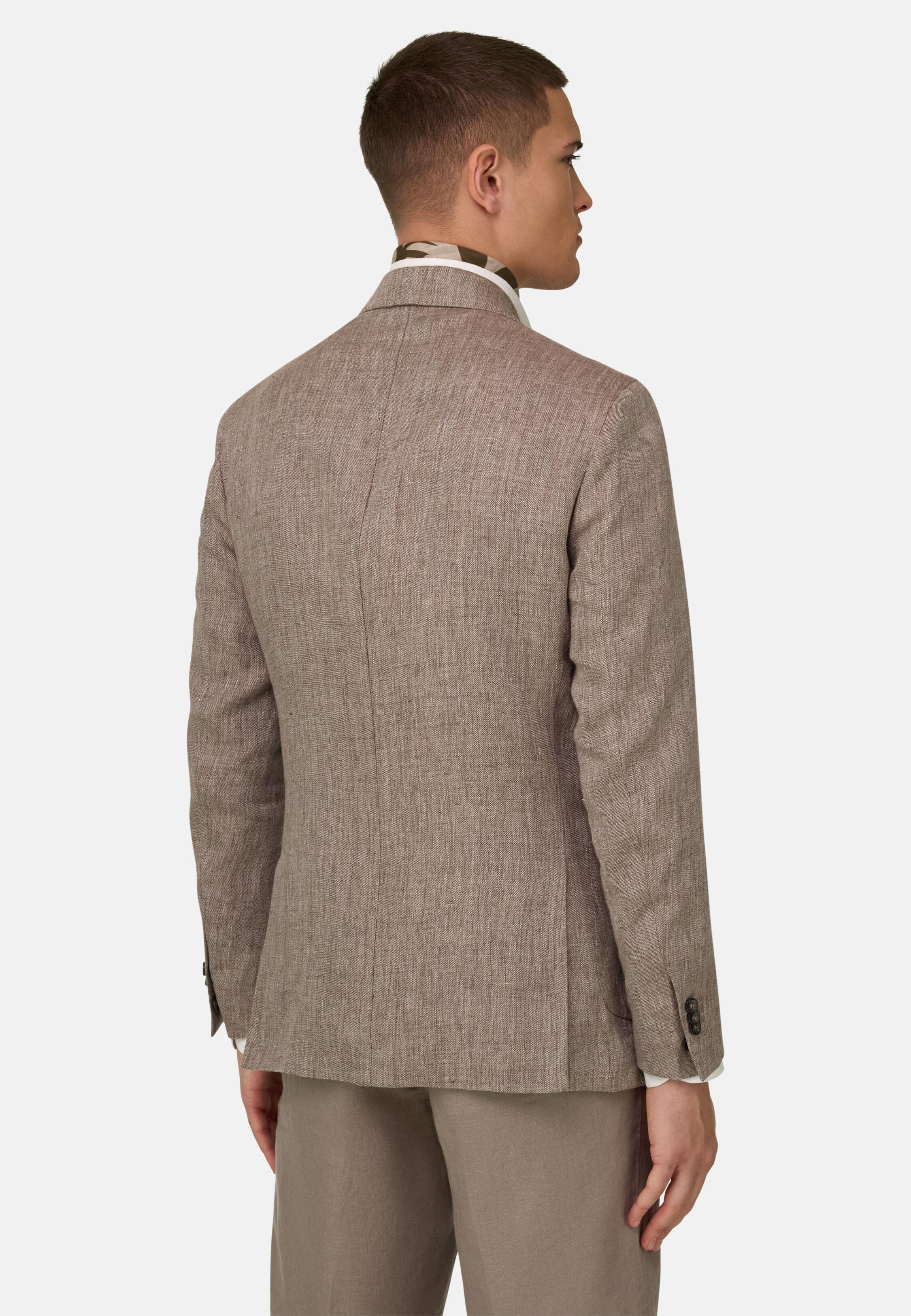 Melange Pure Linen Jacket Brown, 3901_BROW, medium