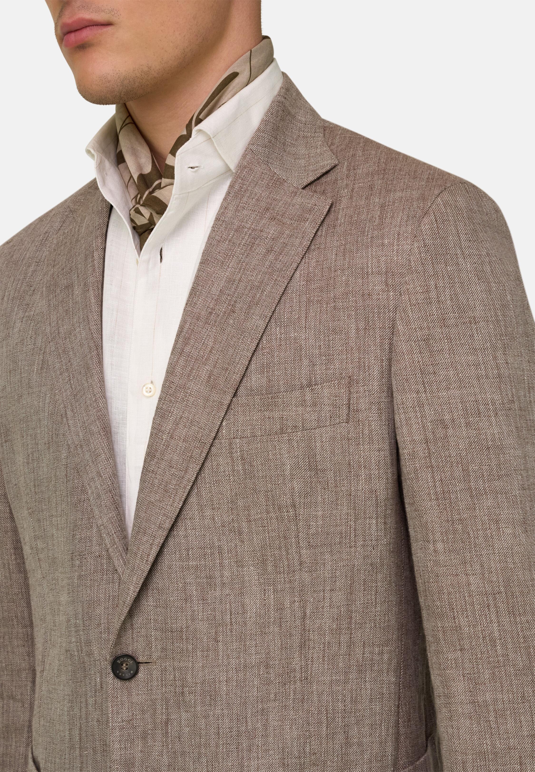 Melange Pure Linen Jacket Brown, 3901_BROW, medium